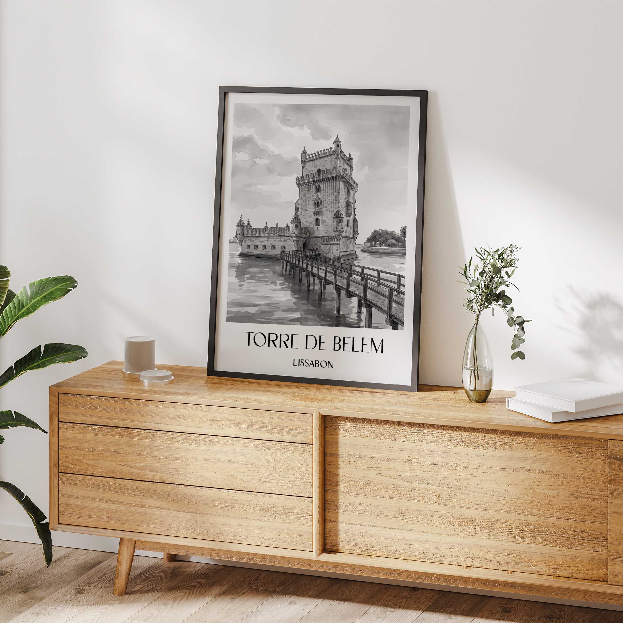 torre-de-belem-lissabon-portugal-poster-aquarell-schwarz-weiss