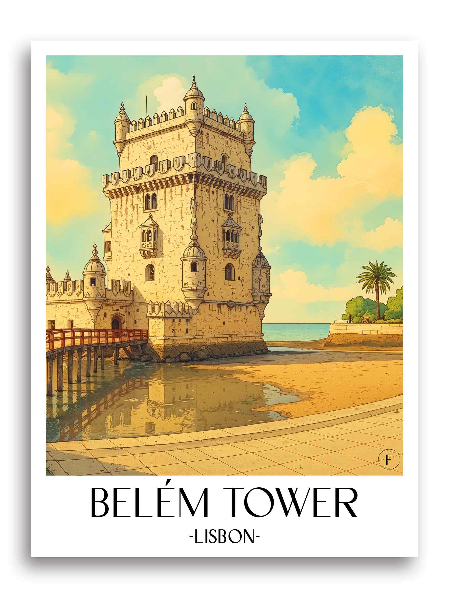 Torre de Belem Poster - Lissabon - Portugal Kunstdruck - Aquarell von A4 bis A1 - favplace