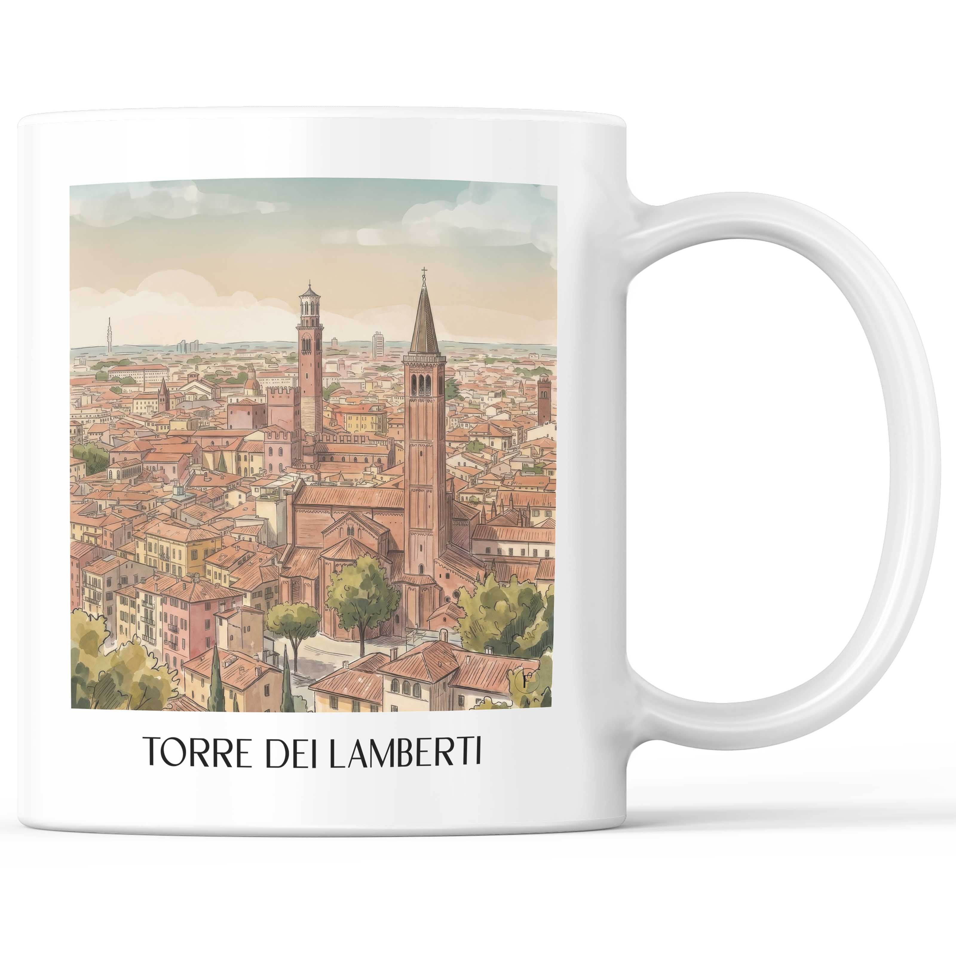 Torre dei Lamberti Kaffeebecher - Verona - Italien Becher - Kaffeetasse im Aquarell Stil - favplace