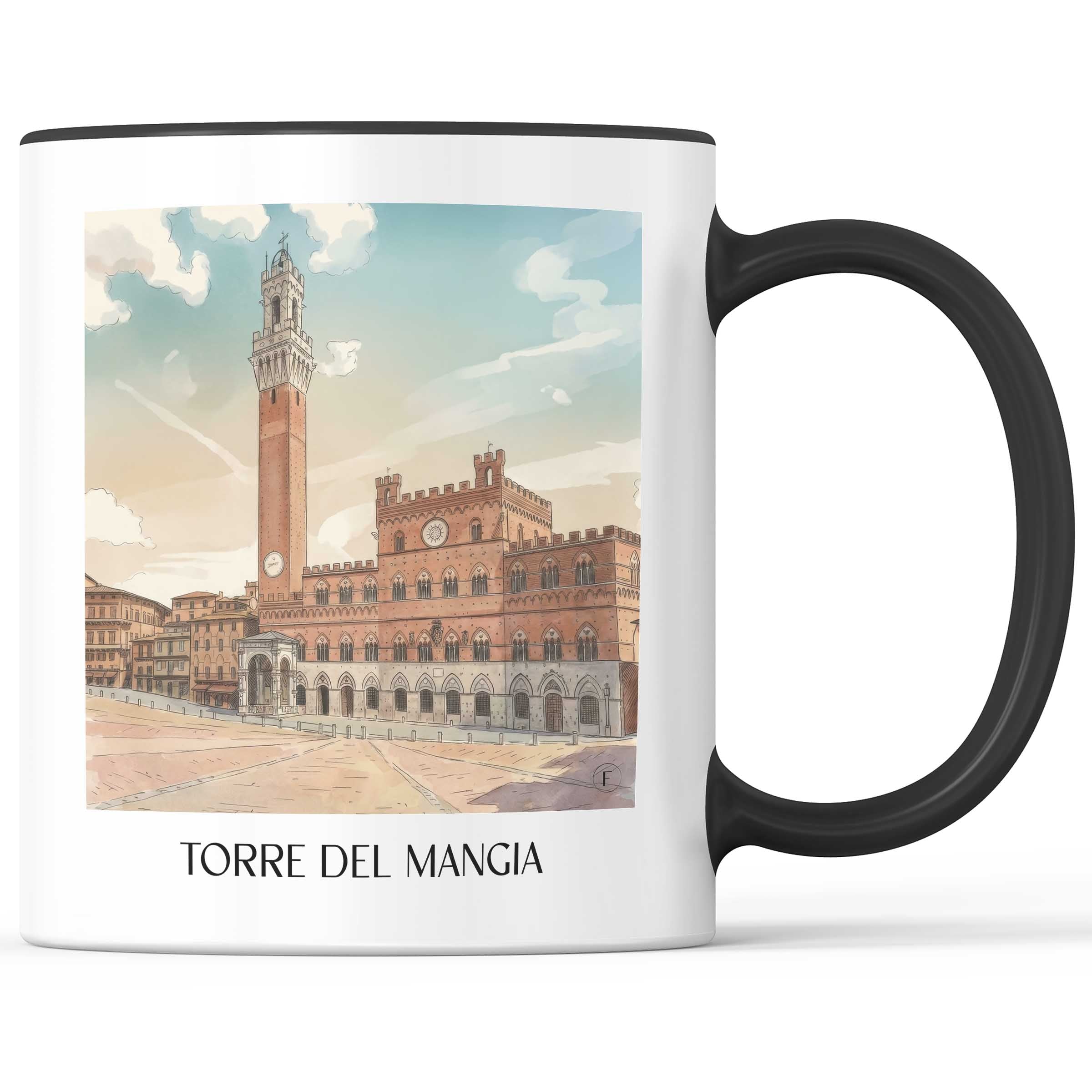 Torre del Mangia Kaffeebecher - Siena - Italien Becher - Kaffeetasse im Aquarell Stil - favplace