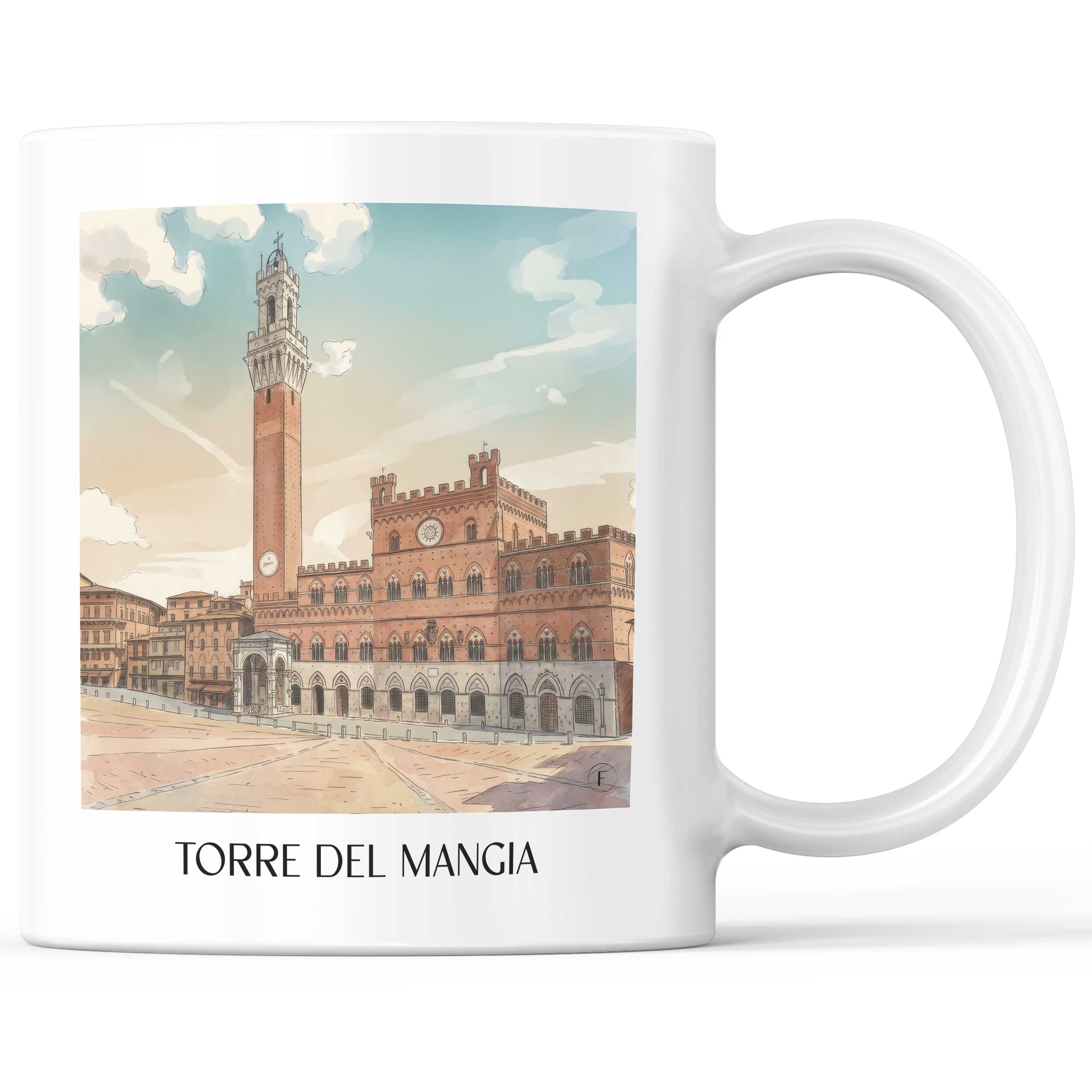 Torre del Mangia Kaffeebecher - Siena - Italien Becher - Kaffeetasse im Aquarell Stil - favplace