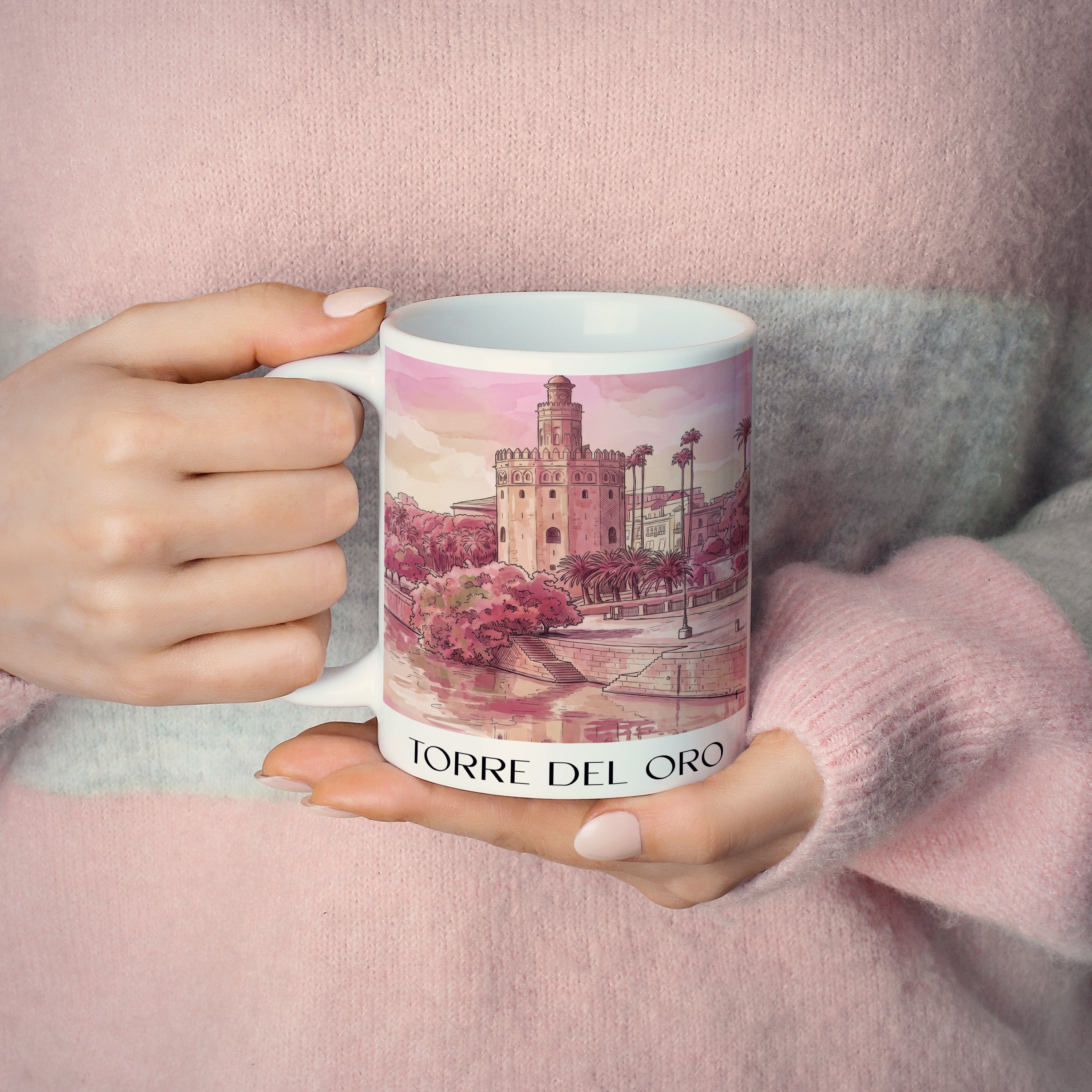 torre-del-oro-sevilla-spanien-kaffeebecher-aquarell-pink-rosa