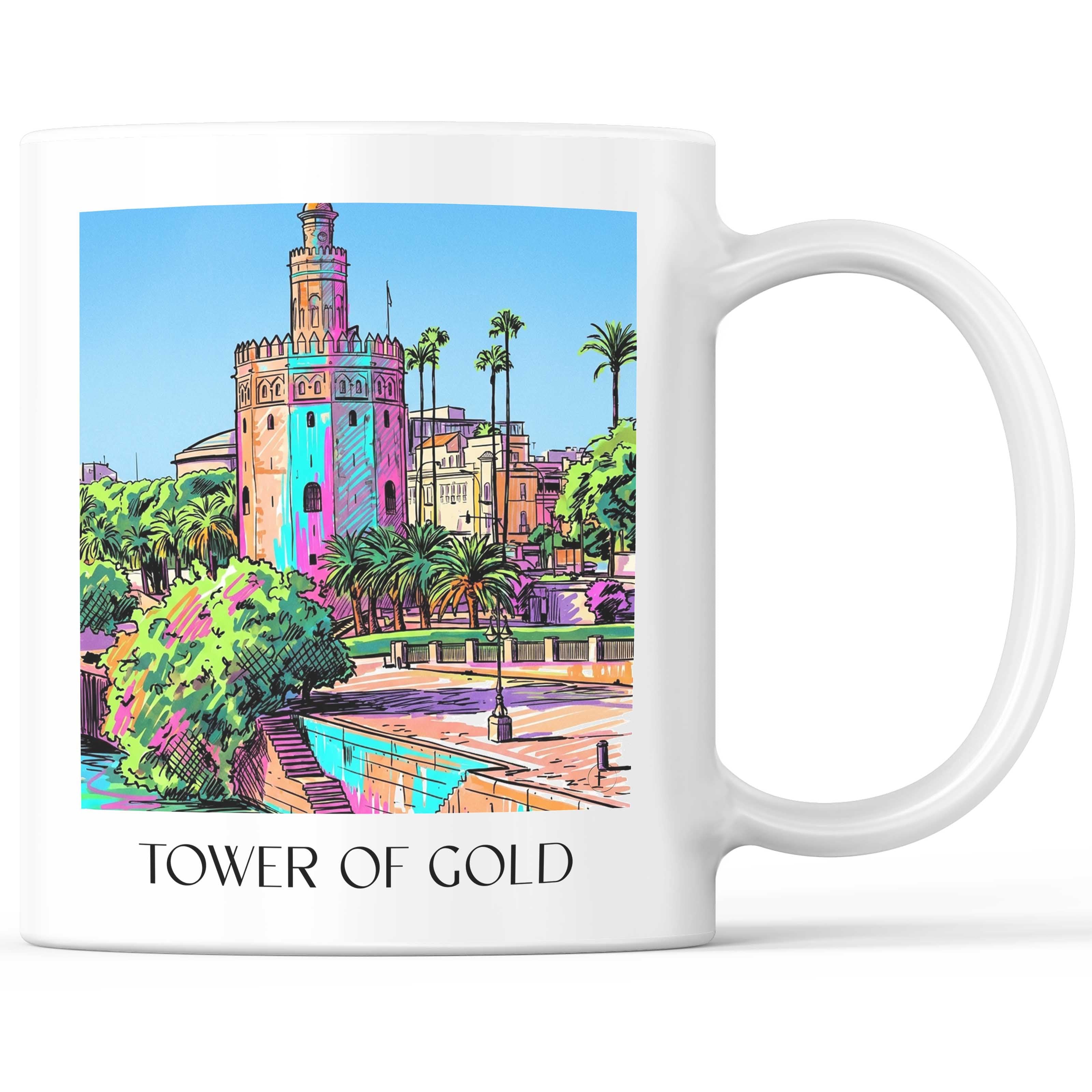 Torre del Oro Kaffeebecher - Sevilla - Spanien Becher - Kaffeetasse im Tag Graffiti Stil - favplace