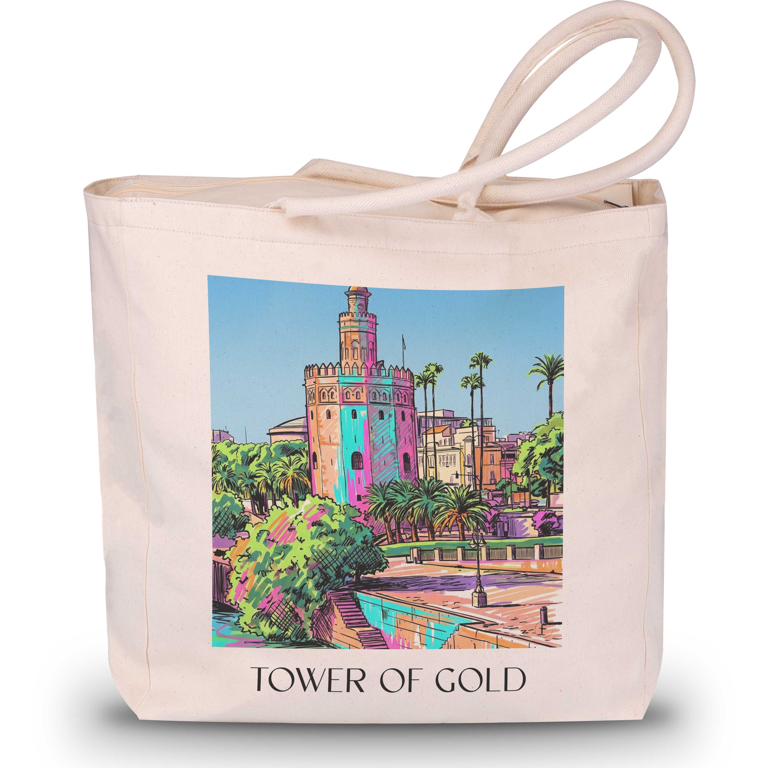 Torre del Oro Shopping Tasche - Sevilla - Spanien Tote Bag - Einkaufstasche im Tag Graffiti Stil - favplace