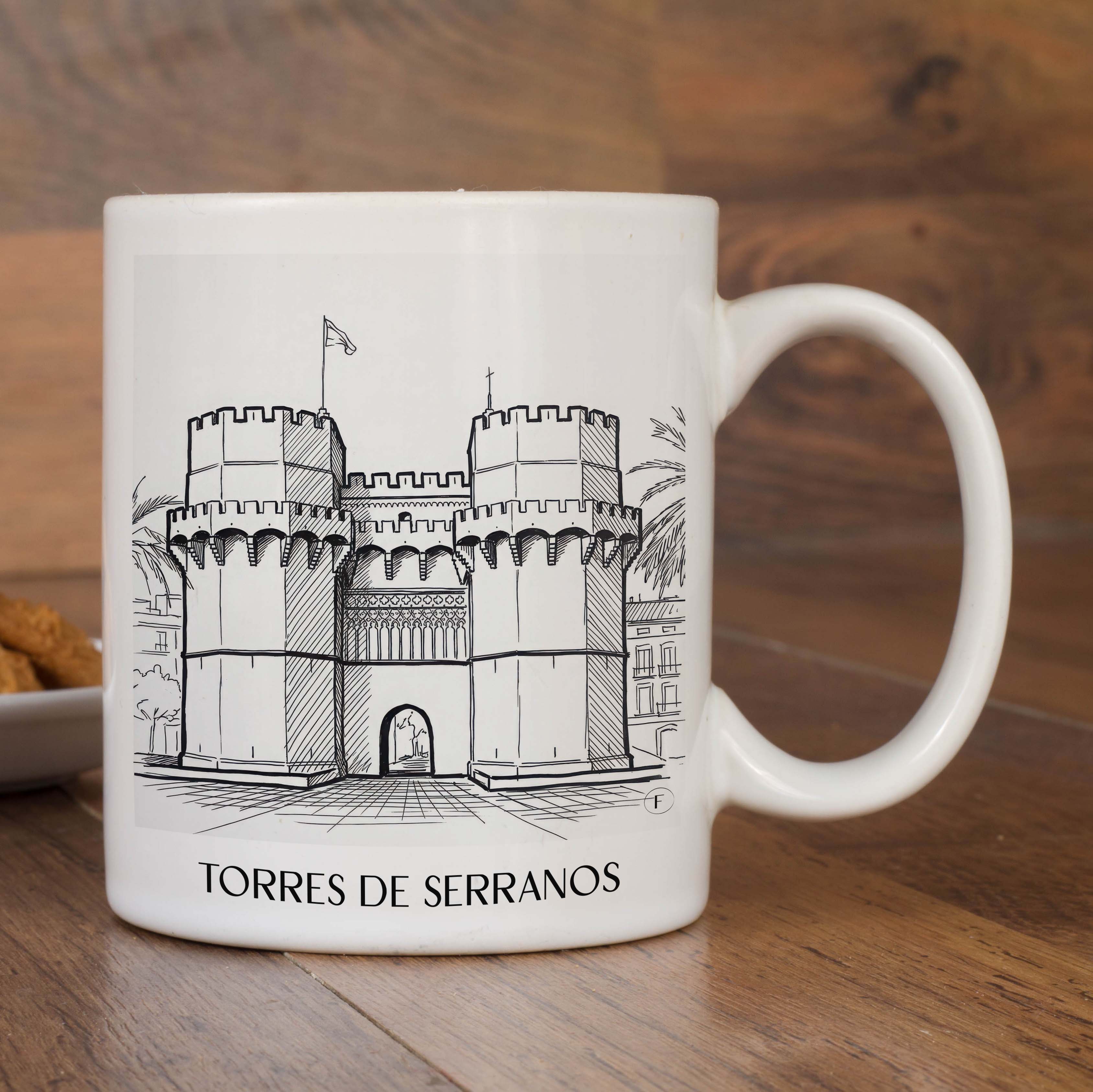 torres-de-serranos-valencia-spanien-kaffeebecher-skizze