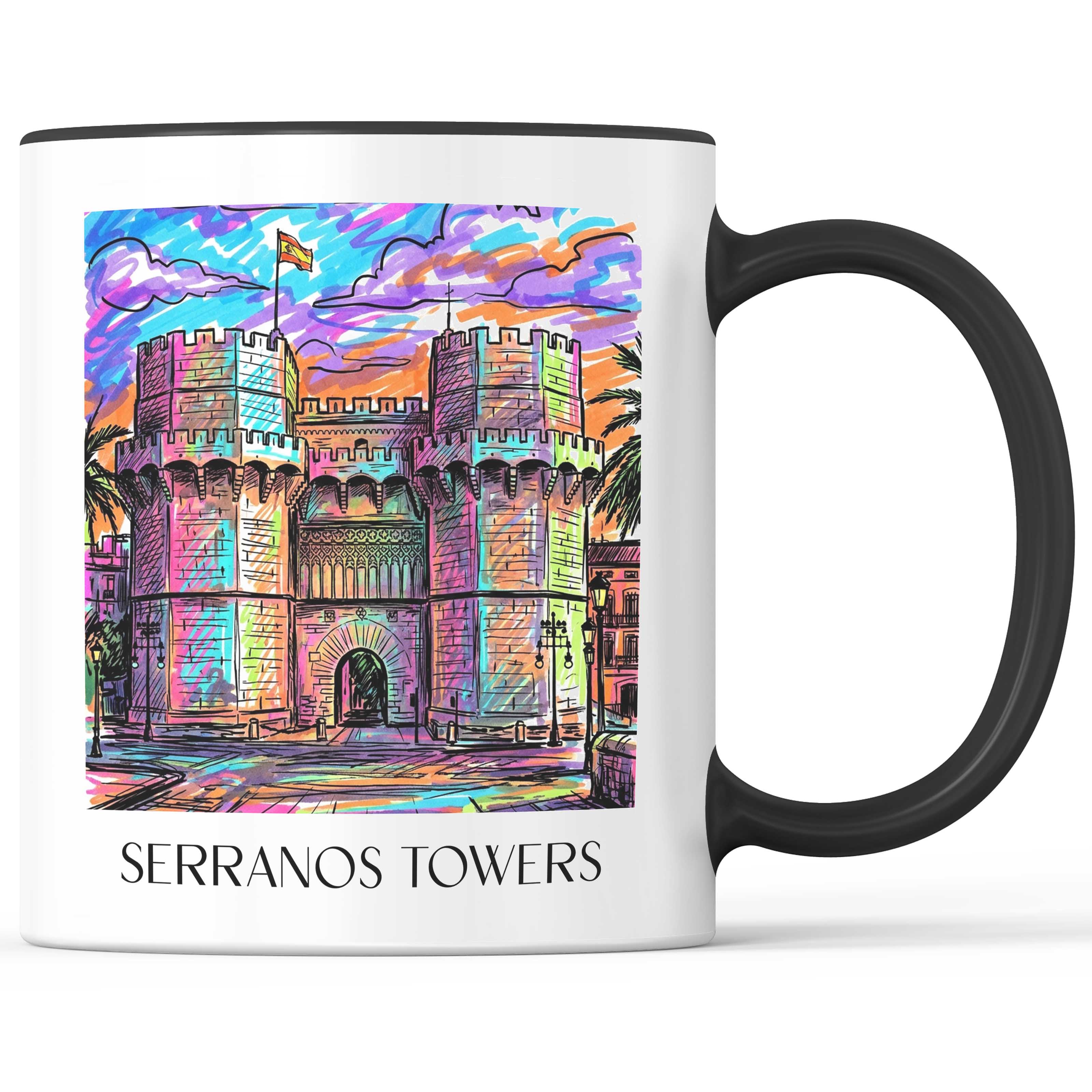 Torres de Serranos Kaffeebecher - Valencia - Spanien Becher - Kaffeetasse im Tag Graffiti Stil - favplace