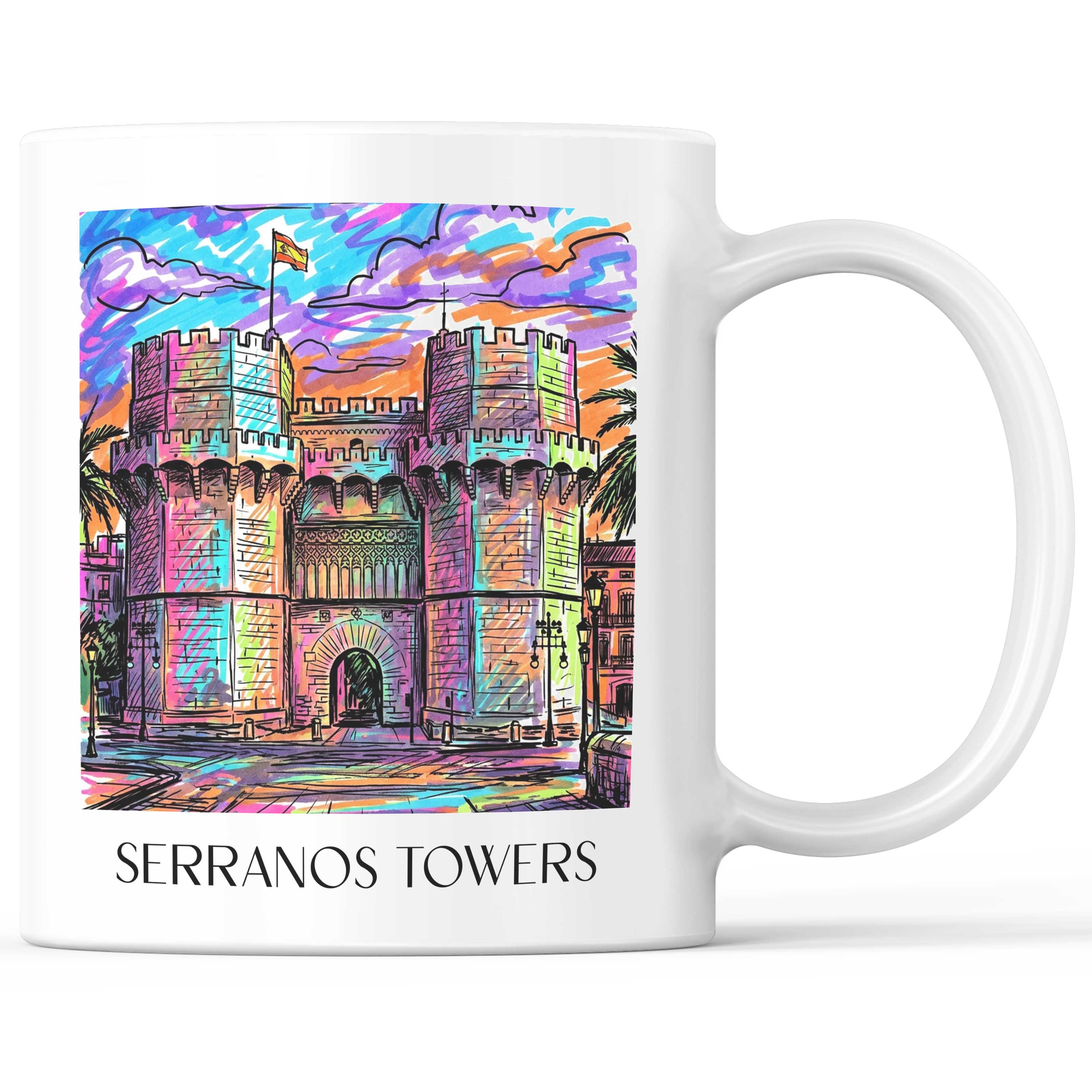 Torres de Serranos Kaffeebecher - Valencia - Spanien Becher - Kaffeetasse im Tag Graffiti Stil - favplace