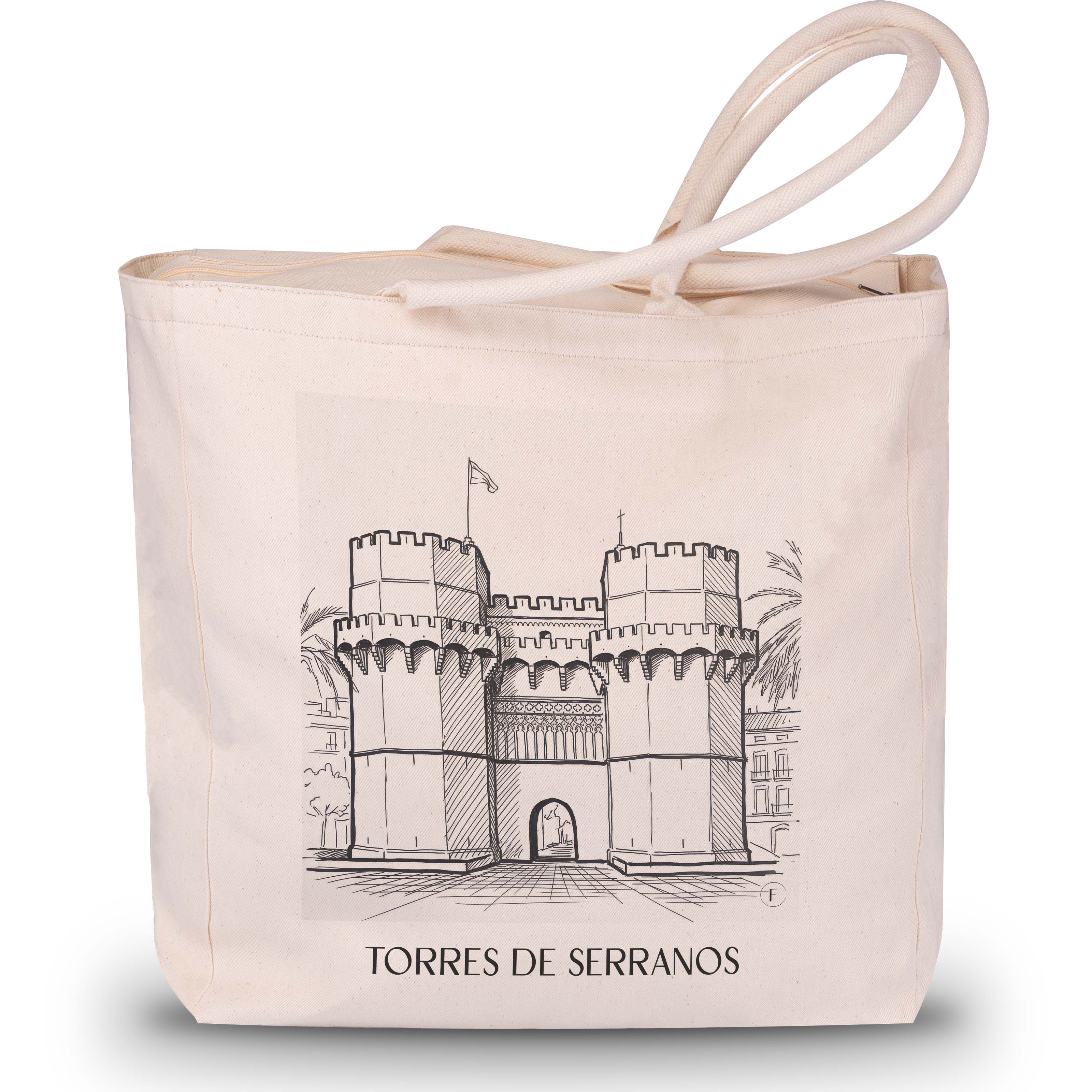 torres-de-serranos-valencia-spanien-einkaufstasche-skizze