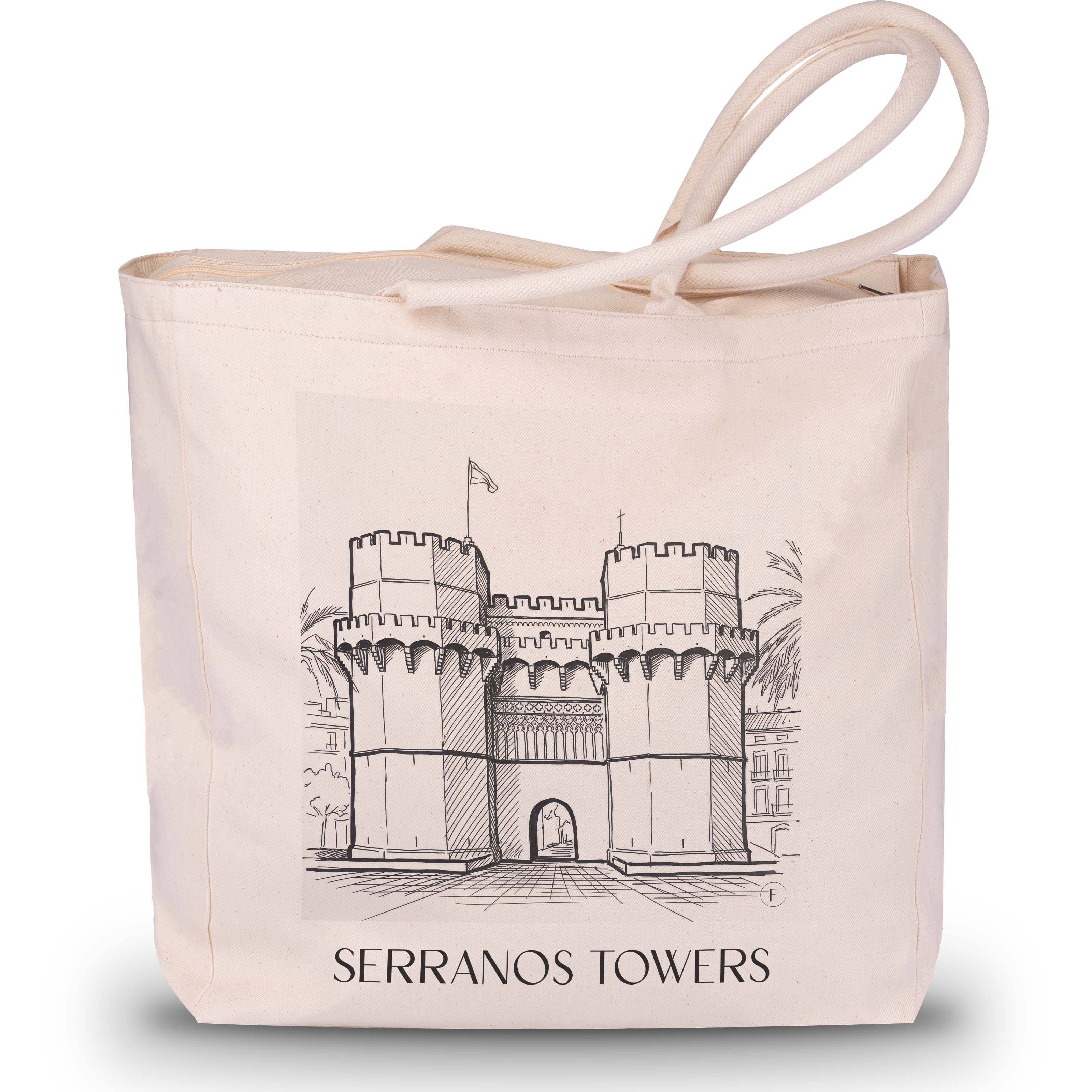 Torres de Serranos Shopping Tasche - Valencia - Spanien Tote Bag - Einkaufstasche im Skizze Stil - favplace