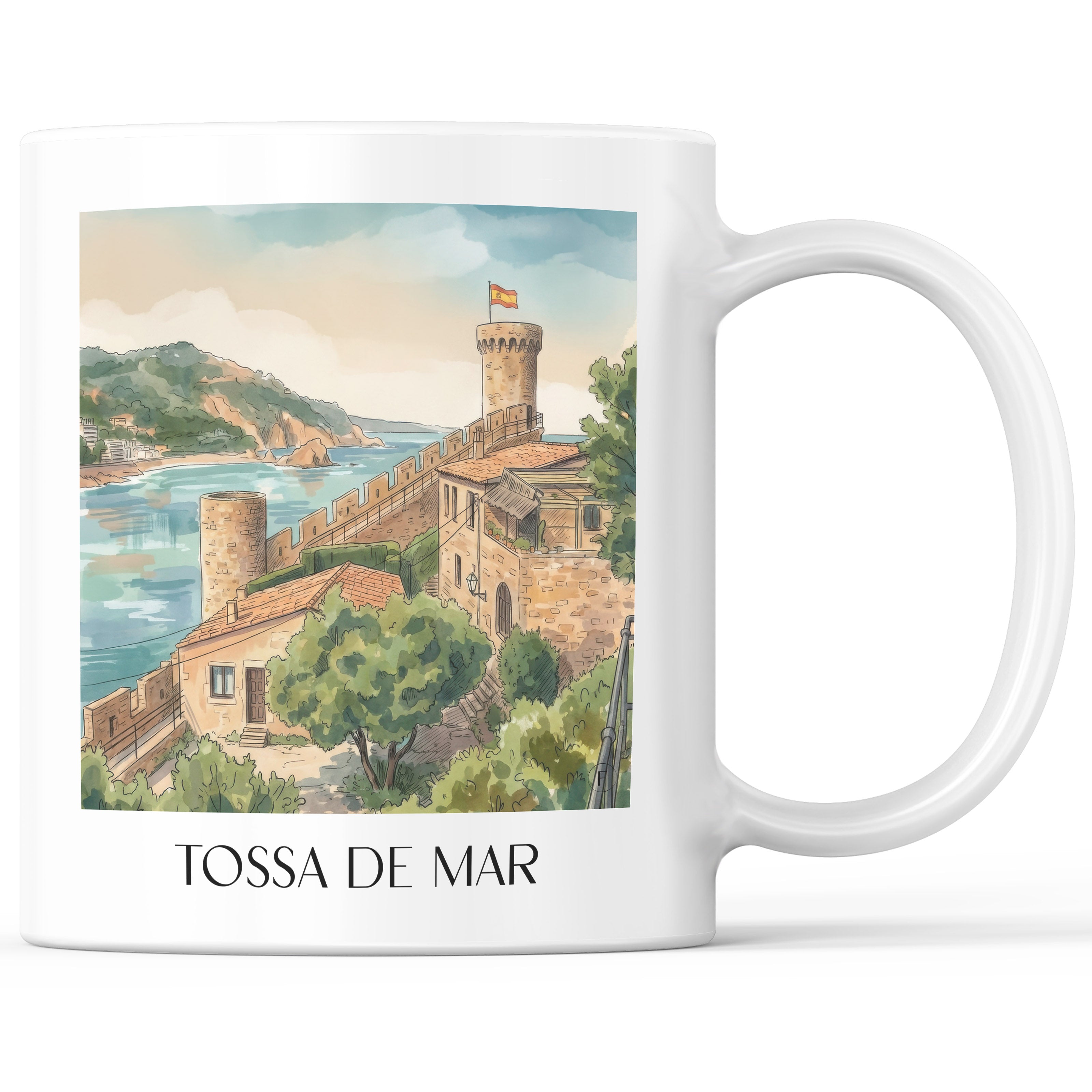 Tossa de Mar Kaffeebecher - Spanien - Spanien Becher - Kaffeetasse im Aquarell Stil - favplace