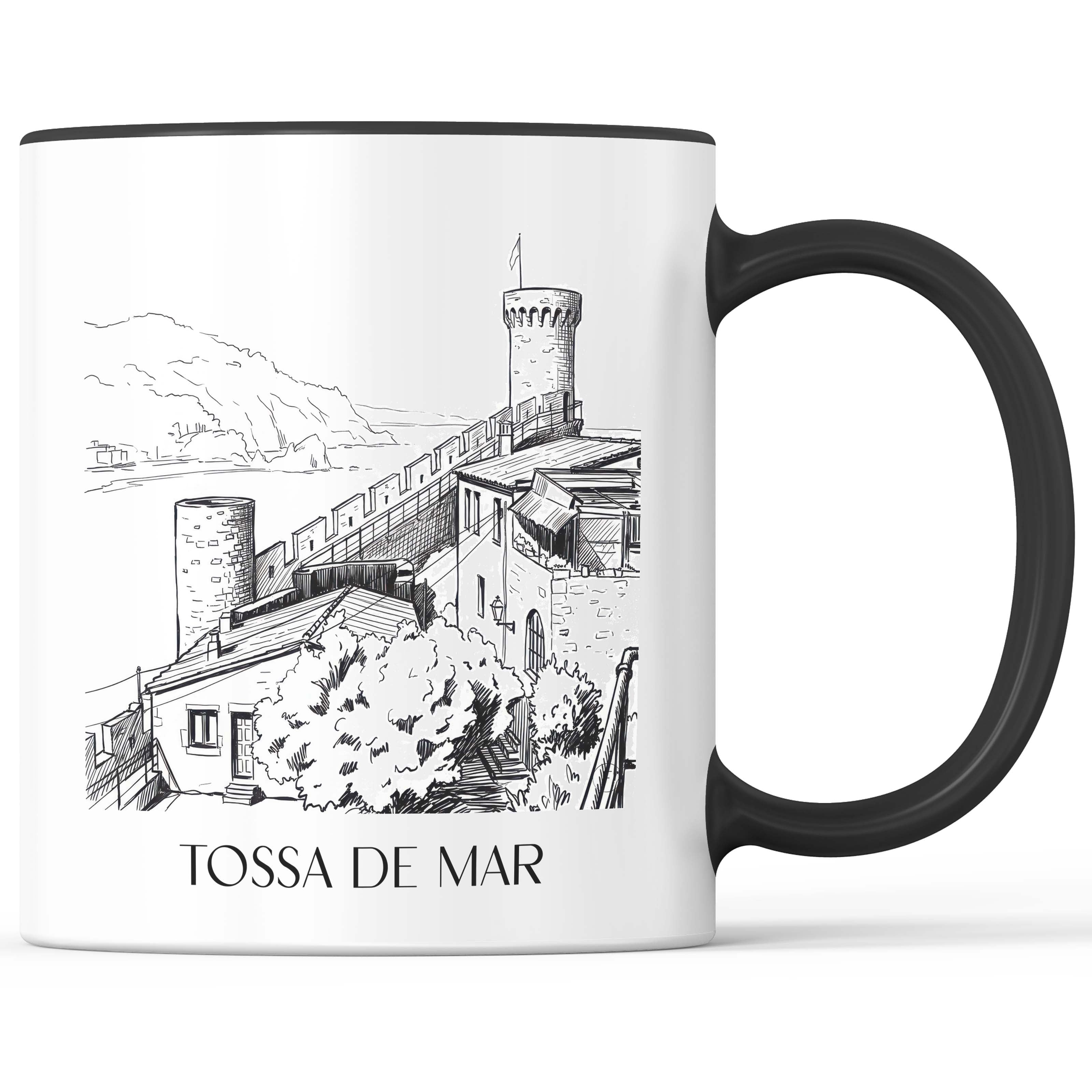 Tossa de Mar Kaffeebecher - Spanien - Spanien Becher - Kaffeetasse im Skizze Stil - favplace
