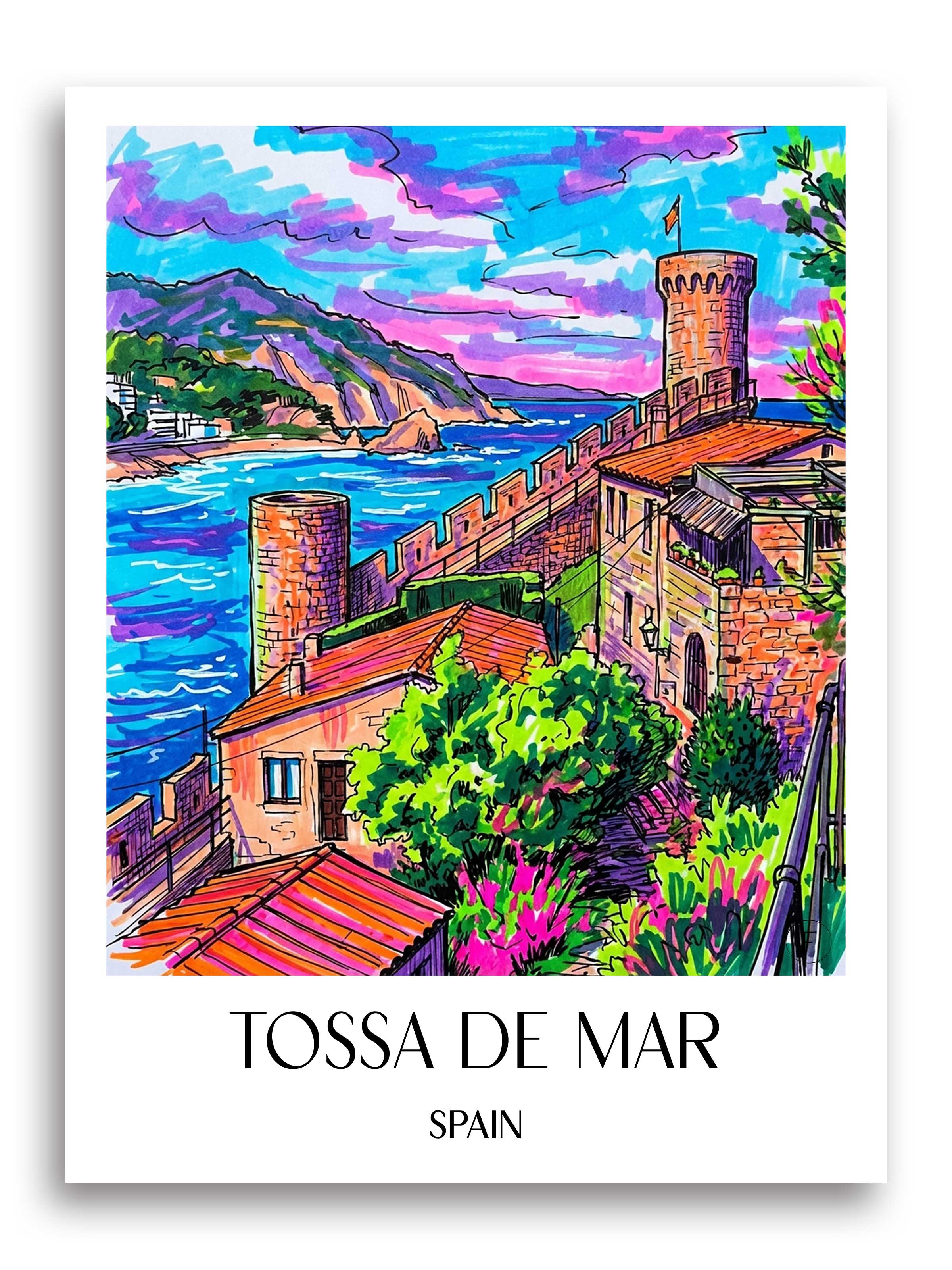 Tossa de Mar Poster - Spanien - Spanien Kunstdruck - Tag Graffiti von A4 bis A1 - favplace