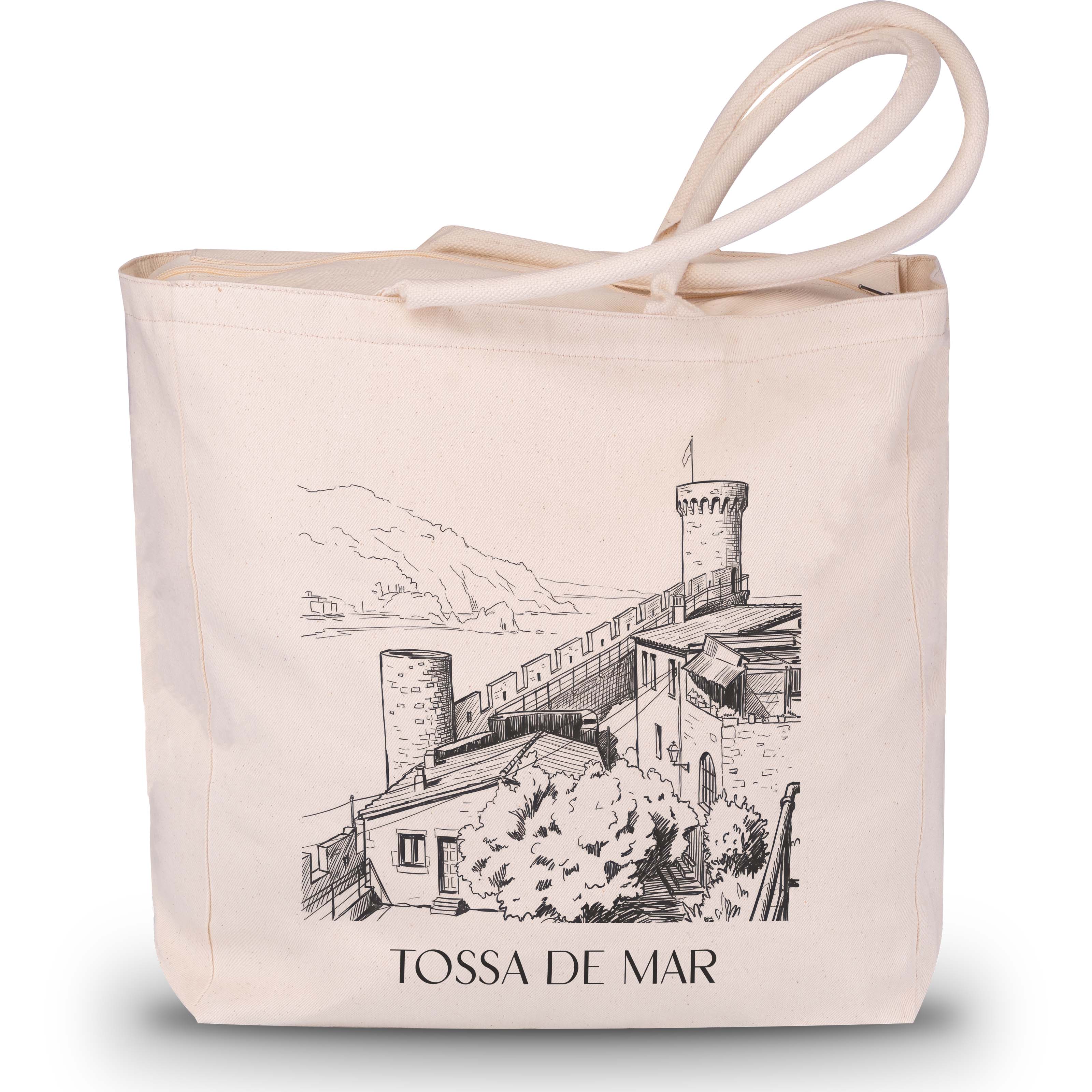 tossa-de-mar-spanien-spanien-einkaufstasche-skizze