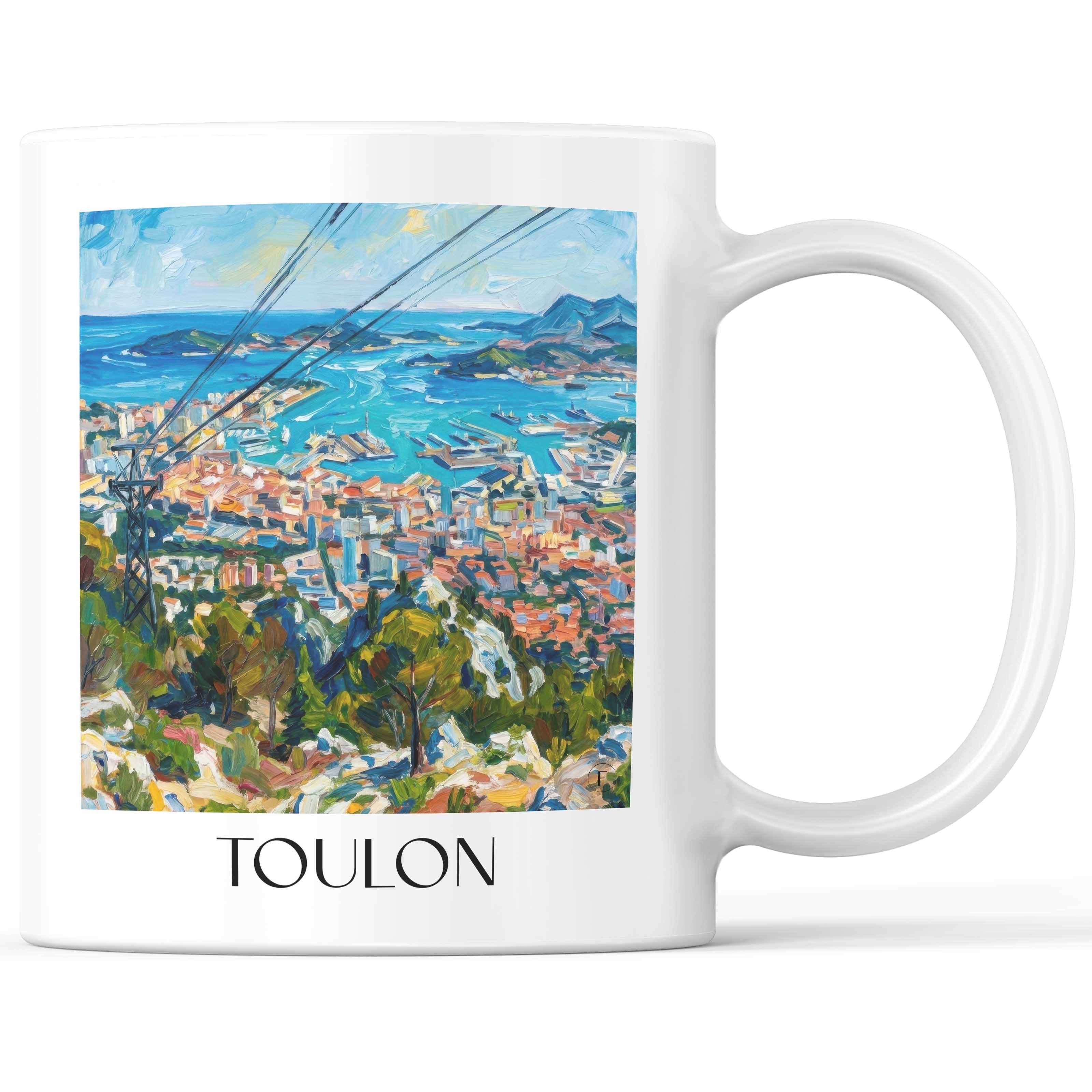 Toulon Kaffeebecher - Côte d´Azur - Frankreich Becher - Kaffeetasse im Ölgemälde Stil - favplace