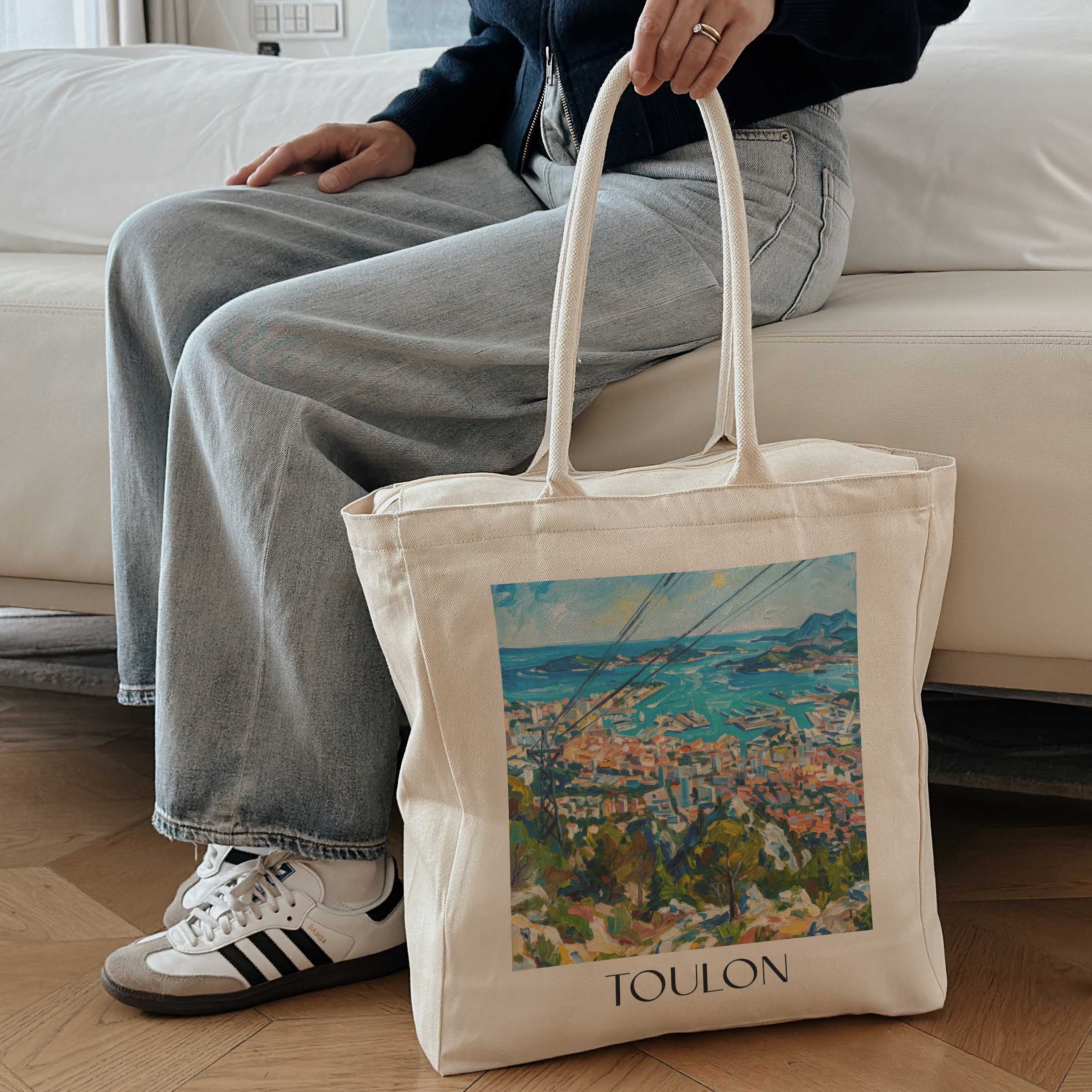 toulon-côte-d´azur-frankreich-einkaufstasche-oil-painting-oelgemaelde