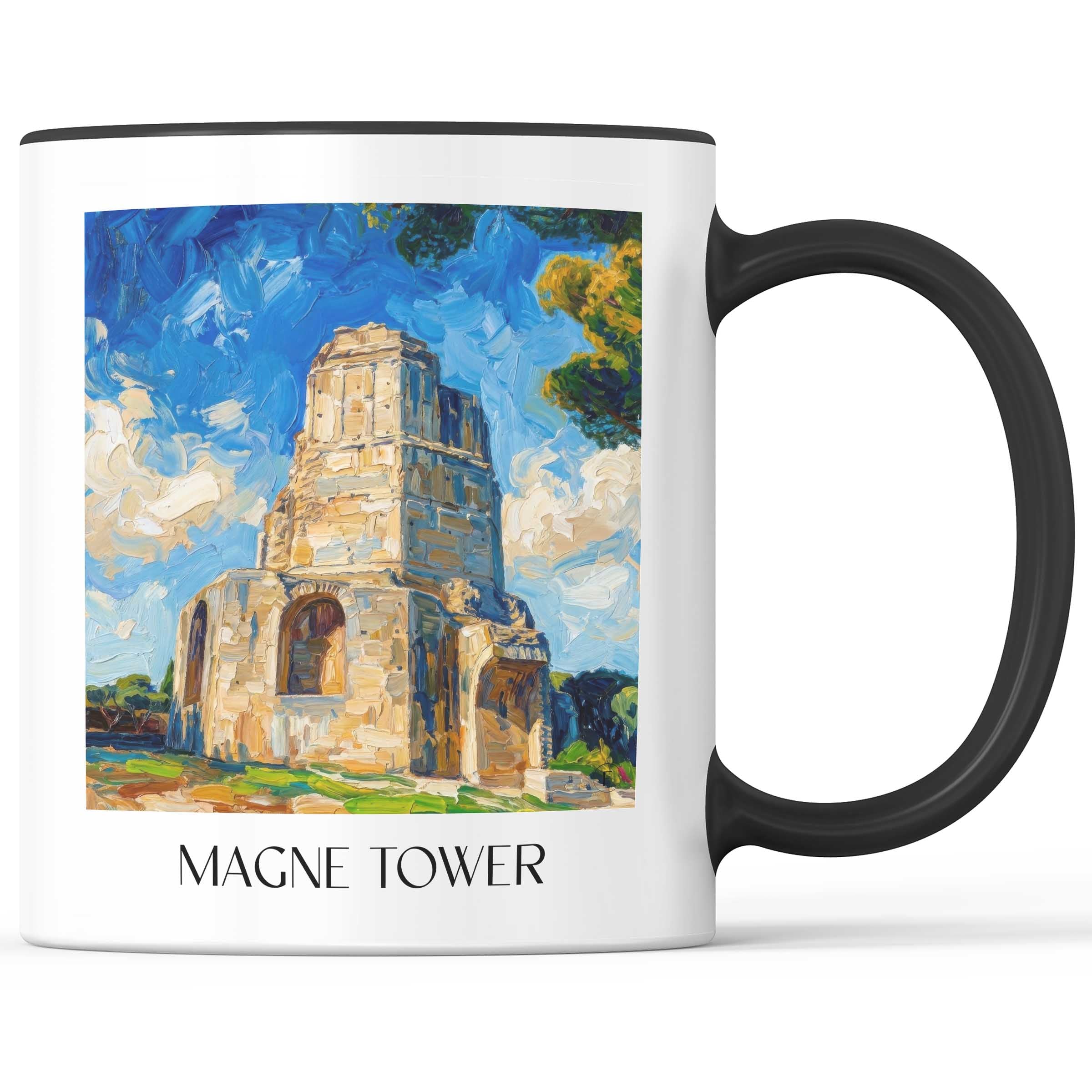Tour Magne Kaffeebecher - Nîmes - Frankreich Becher - Kaffeetasse im Ölgemälde Stil - favplace