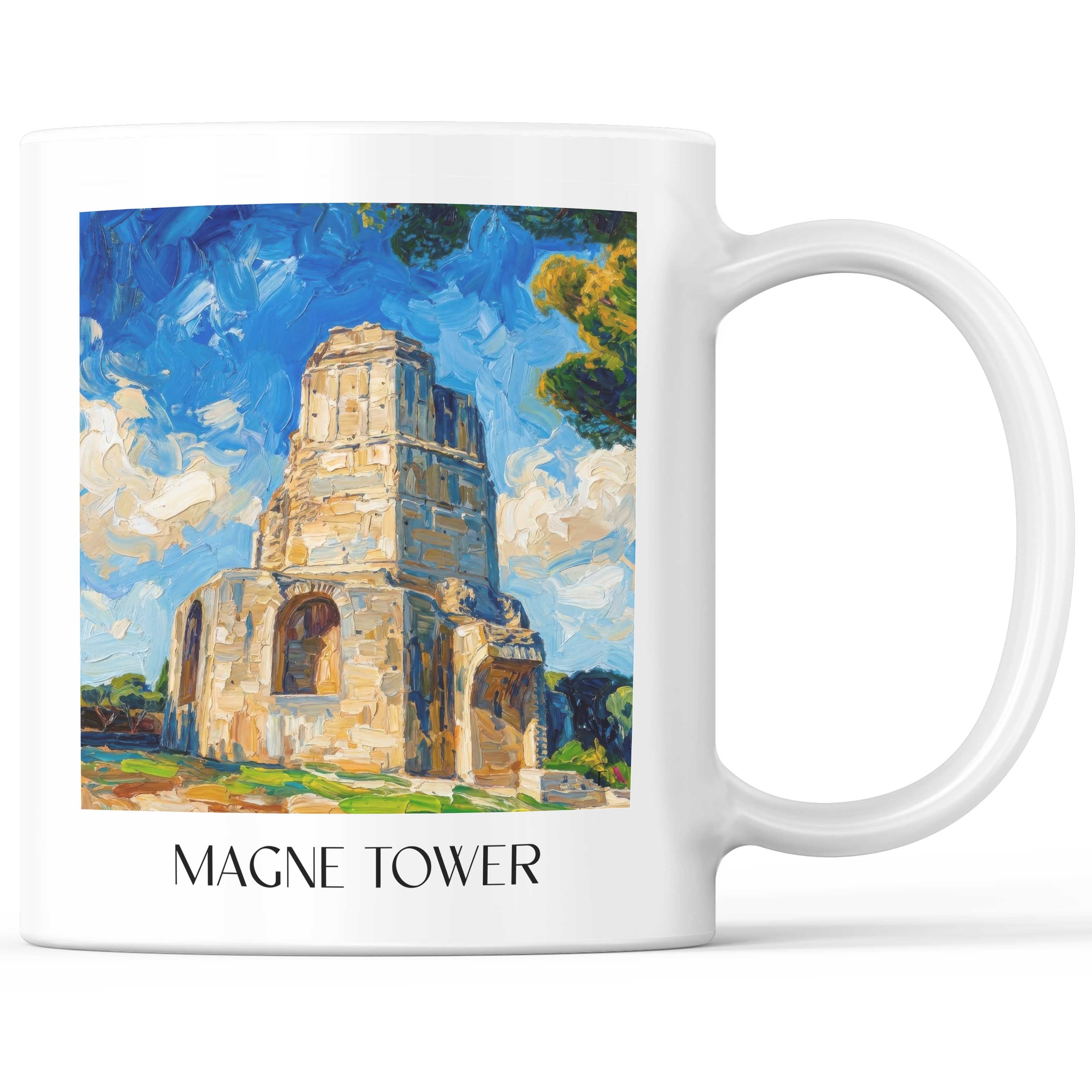Tour Magne Kaffeebecher - Nîmes - Frankreich Becher - Kaffeetasse im Ölgemälde Stil - favplace
