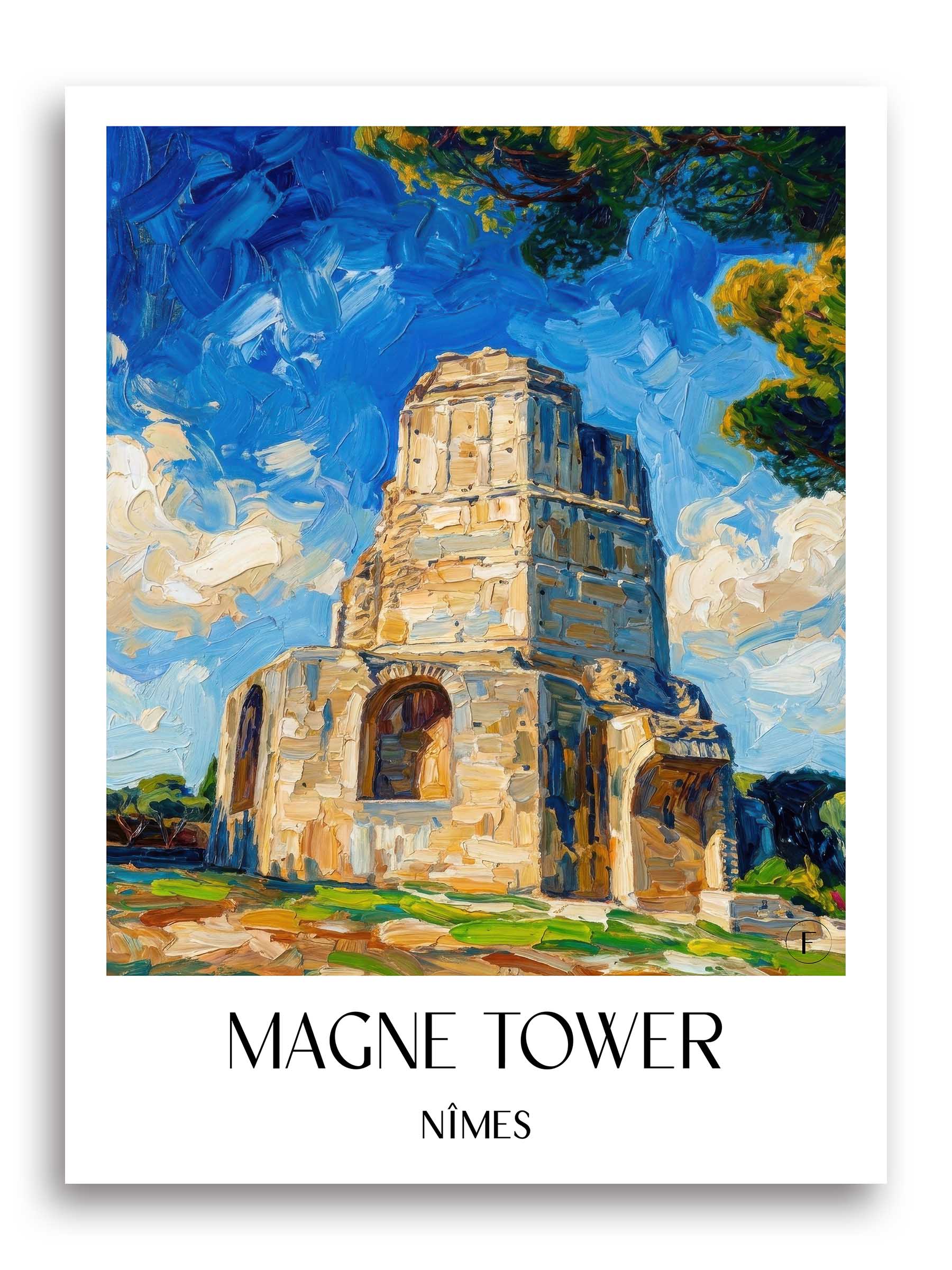 Tour Magne Poster - Nîmes - Frankreich Kunstdruck - Ölgemälde von A4 bis A1 - favplace