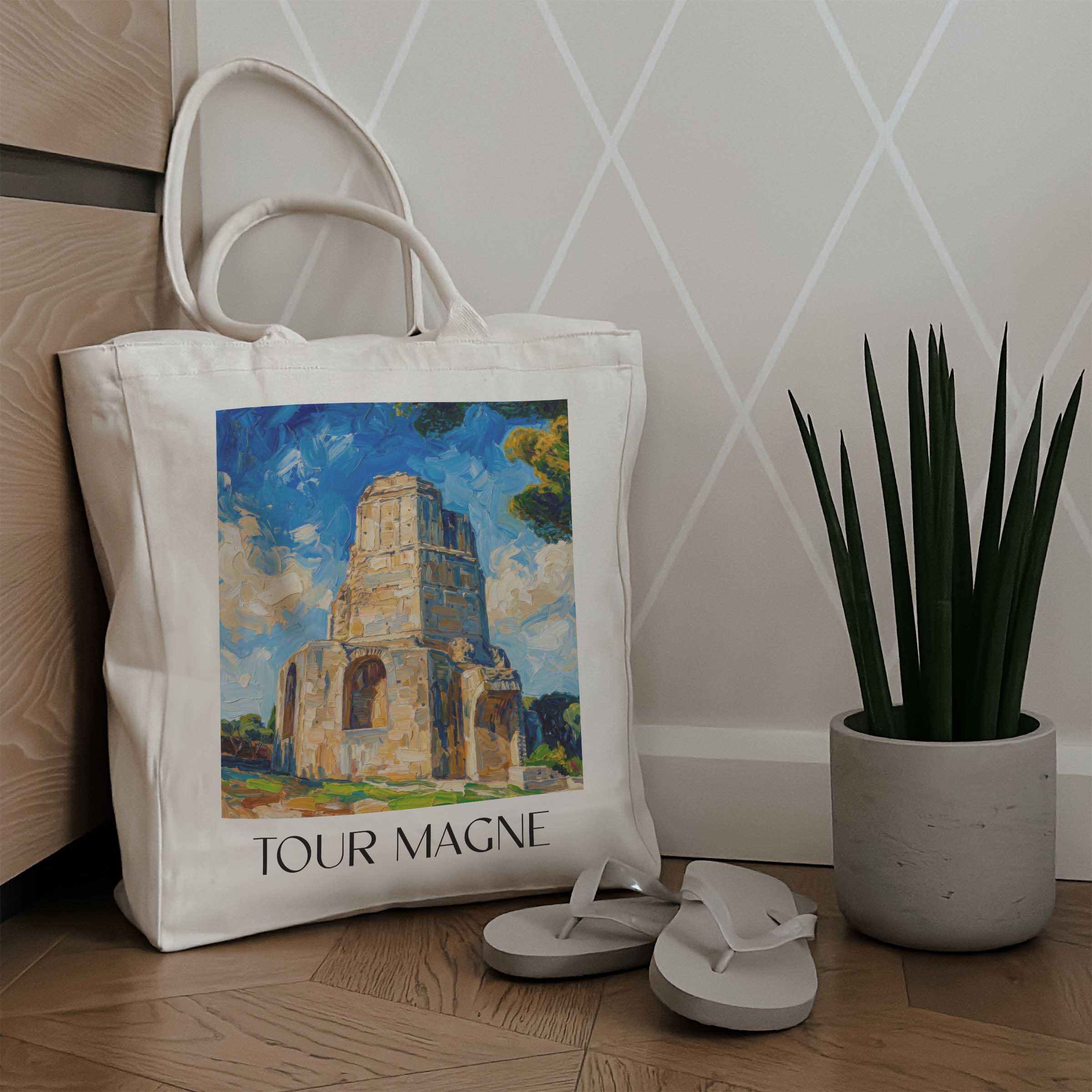tour-magne-nîmes-frankreich-einkaufstasche-oil-painting-oelgemaelde