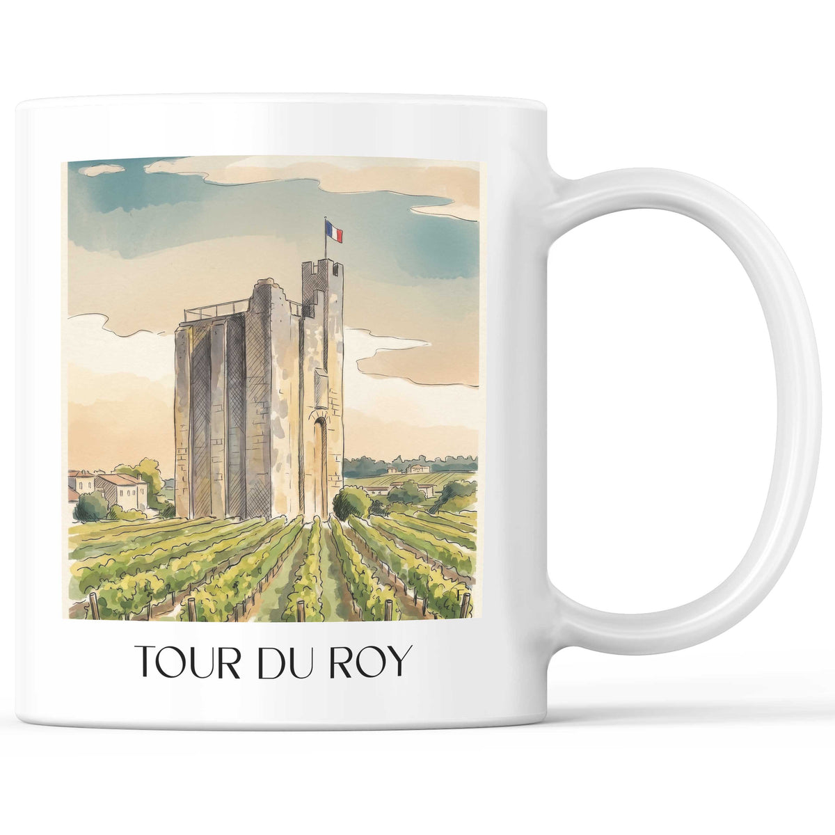 Tour du Roy Kaffeebecher - Saint-Émilion - Frankreich Becher - Kaffeetasse im Aquarell Stil - favplace