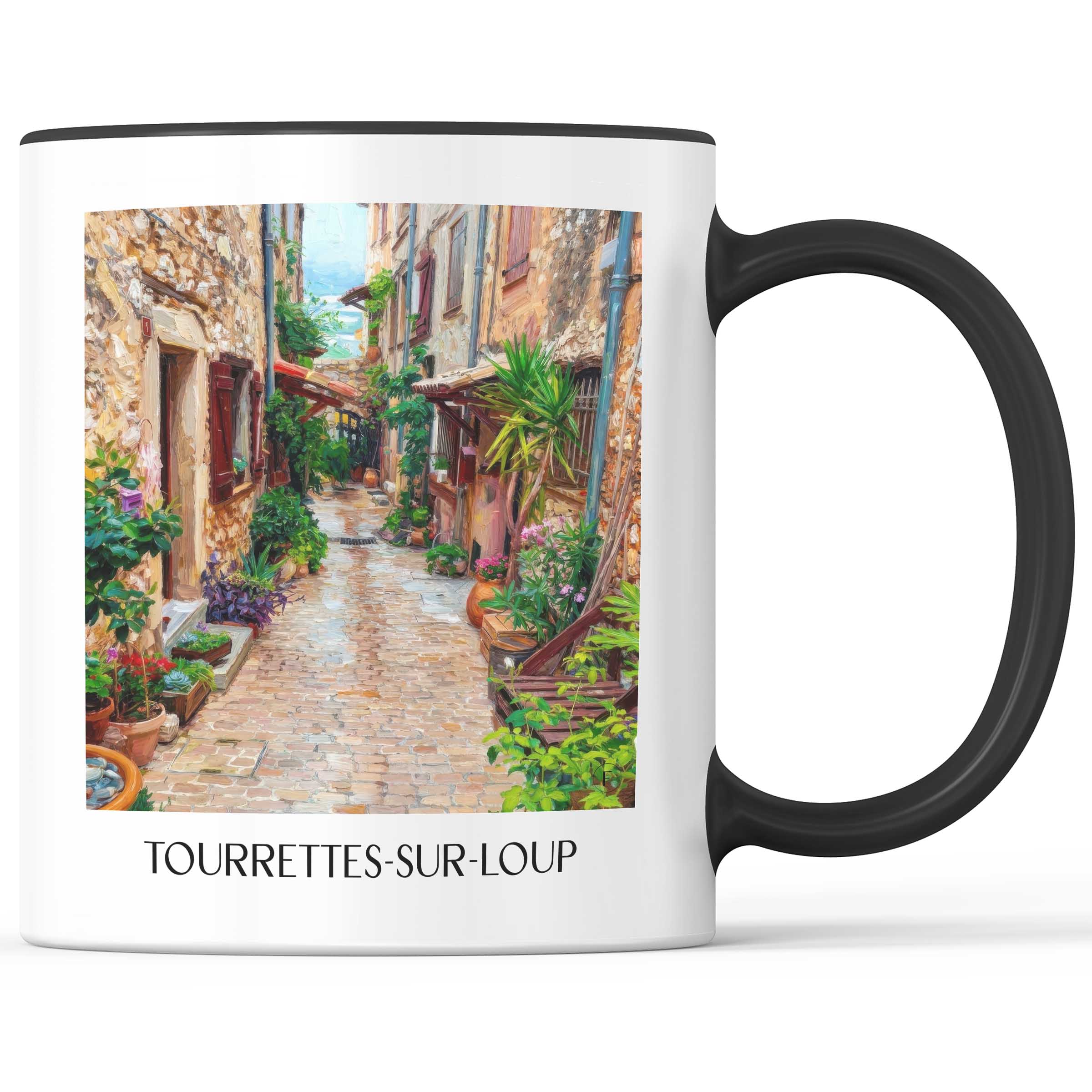 Tourrettes-sur-Loup Kaffeebecher - Côte d´Azur - Frankreich Becher - Kaffeetasse im Ölgemälde Stil - favplace