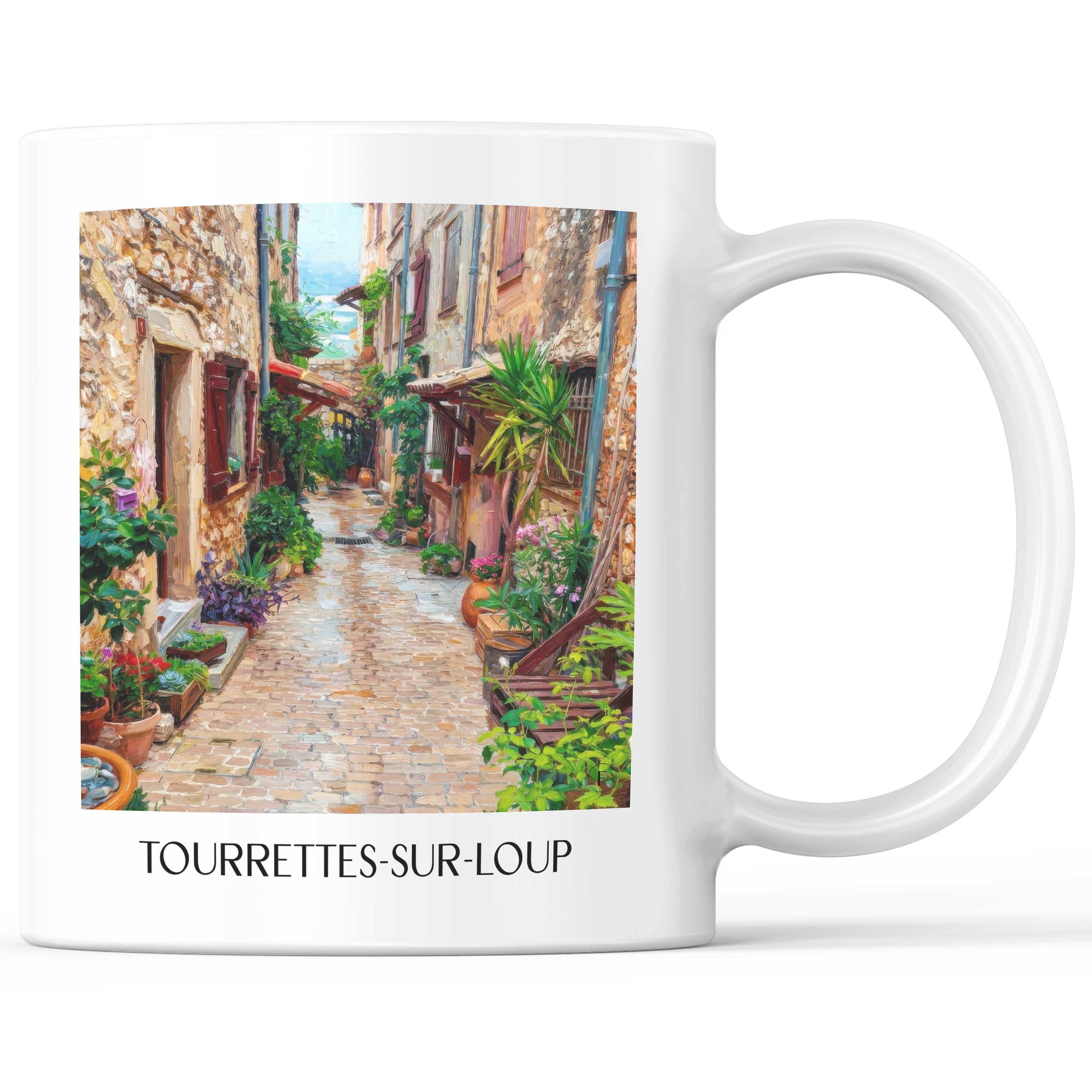 Tourrettes-sur-Loup Kaffeebecher - Côte d´Azur - Frankreich Becher - Kaffeetasse im Ölgemälde Stil - favplace