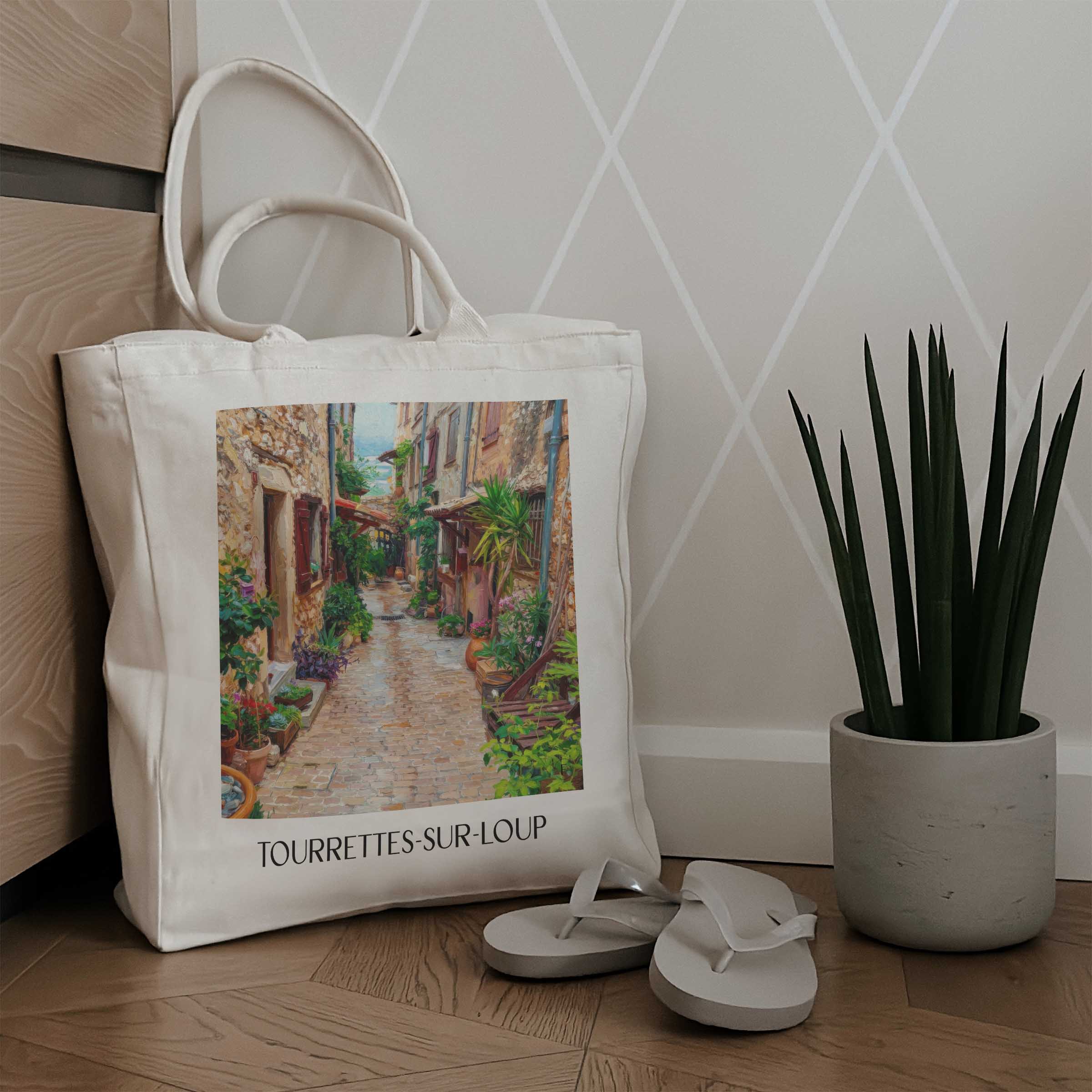 tourrettes-sur-loup-côte-d´azur-frankreich-einkaufstasche-oil-painting-oelgemaelde