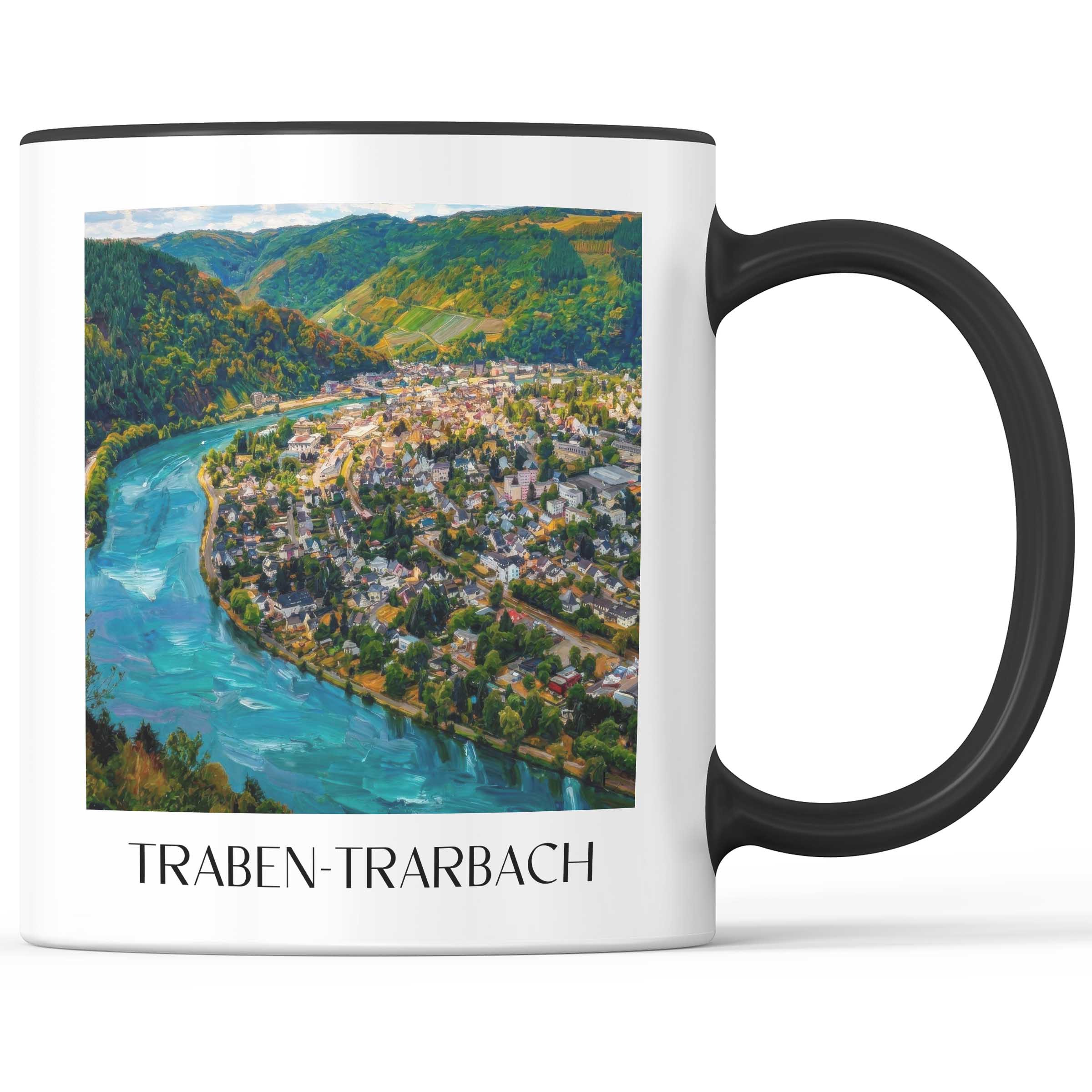 Traben-Trarbach Kaffeebecher - Rheinland-Pfalz - Deutschland Becher - Kaffeetasse im Ölgemälde Stil - favplace