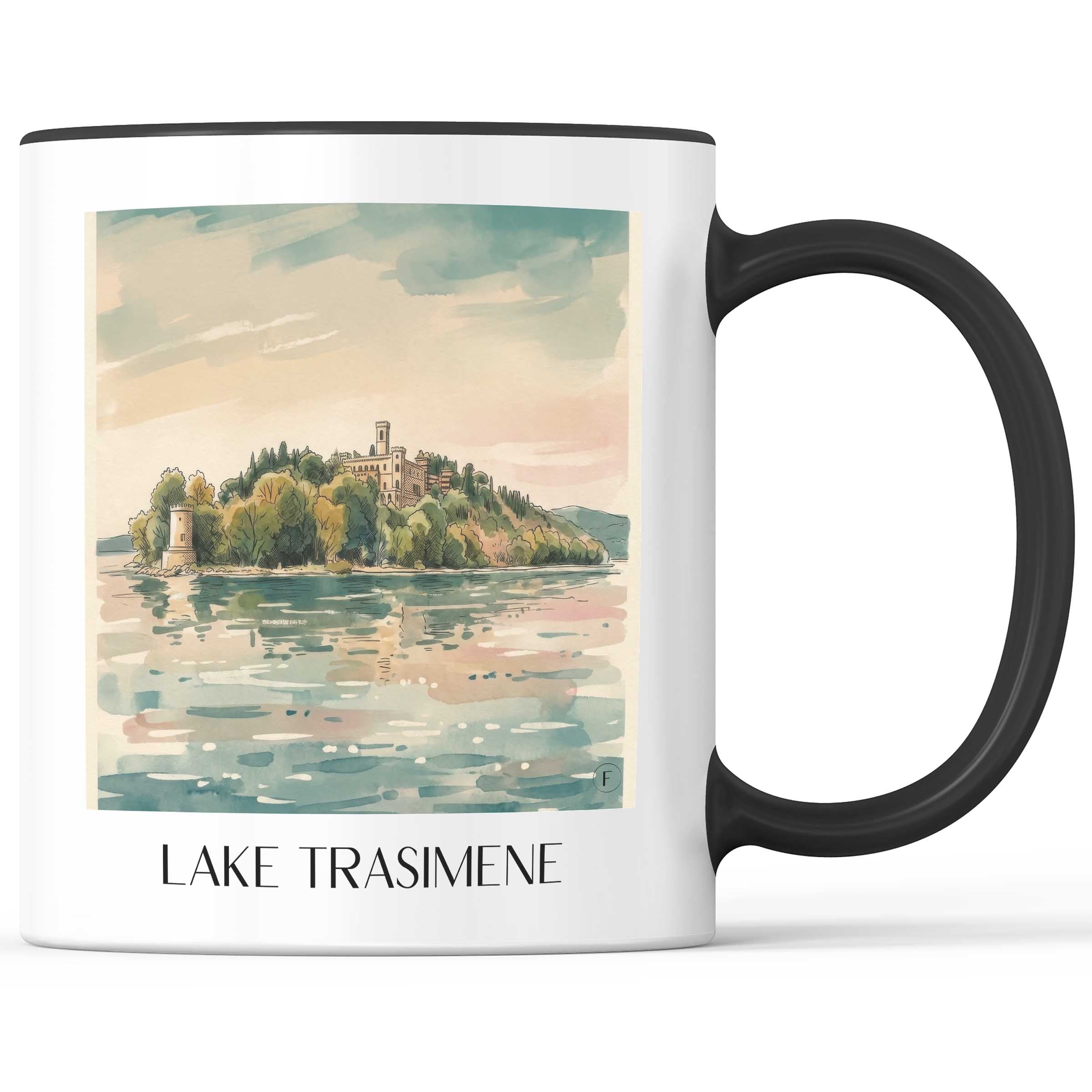 Trasimenischer See Kaffeebecher - Umbrien - Italien Becher - Kaffeetasse im Aquarell Stil - favplace