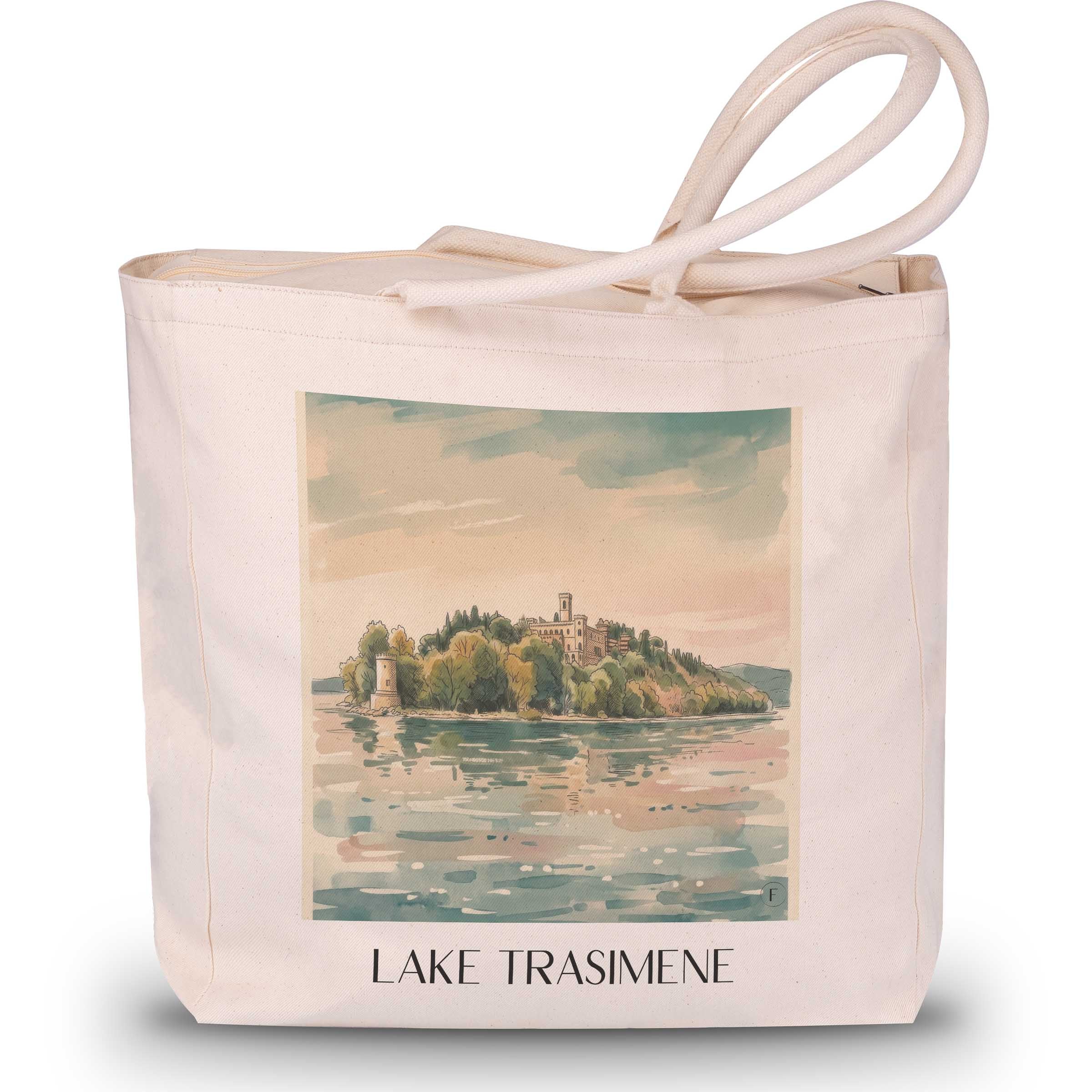 Trasimenischer See Shopping Tasche - Umbrien - Italien Tote Bag - Einkaufstasche im Aquarell Stil - favplace