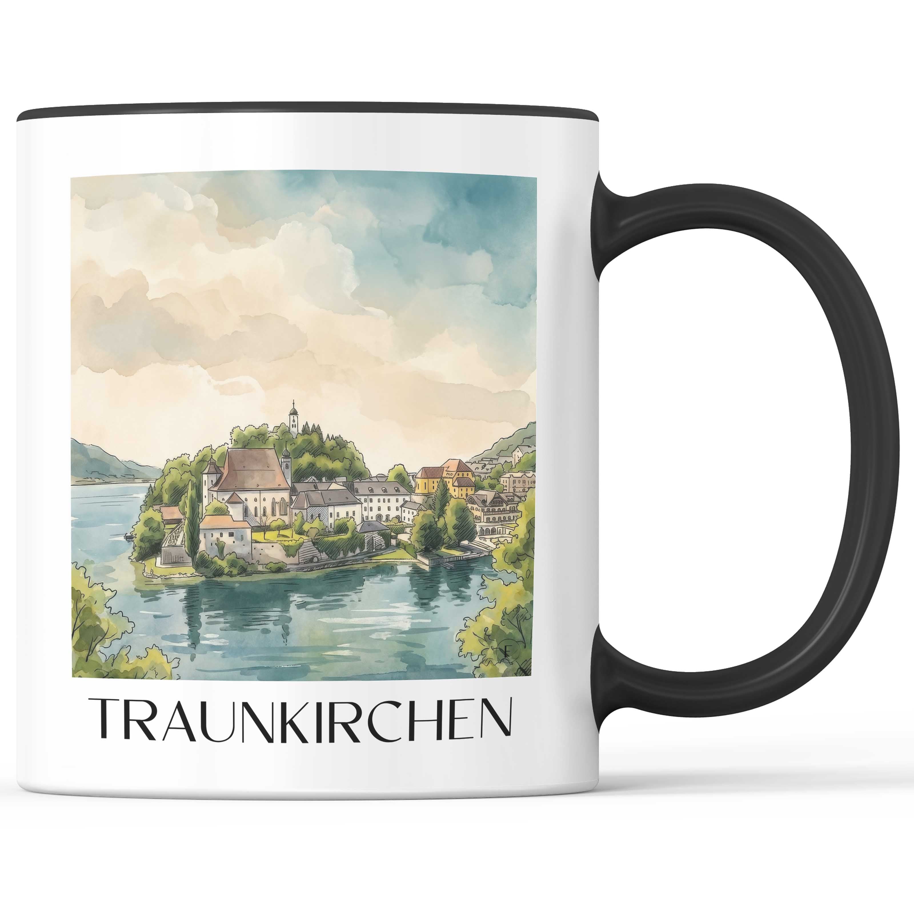 Traunkirchen Kaffeebecher - Österreich - Österreich Becher - Kaffeetasse im Aquarell Stil - favplace