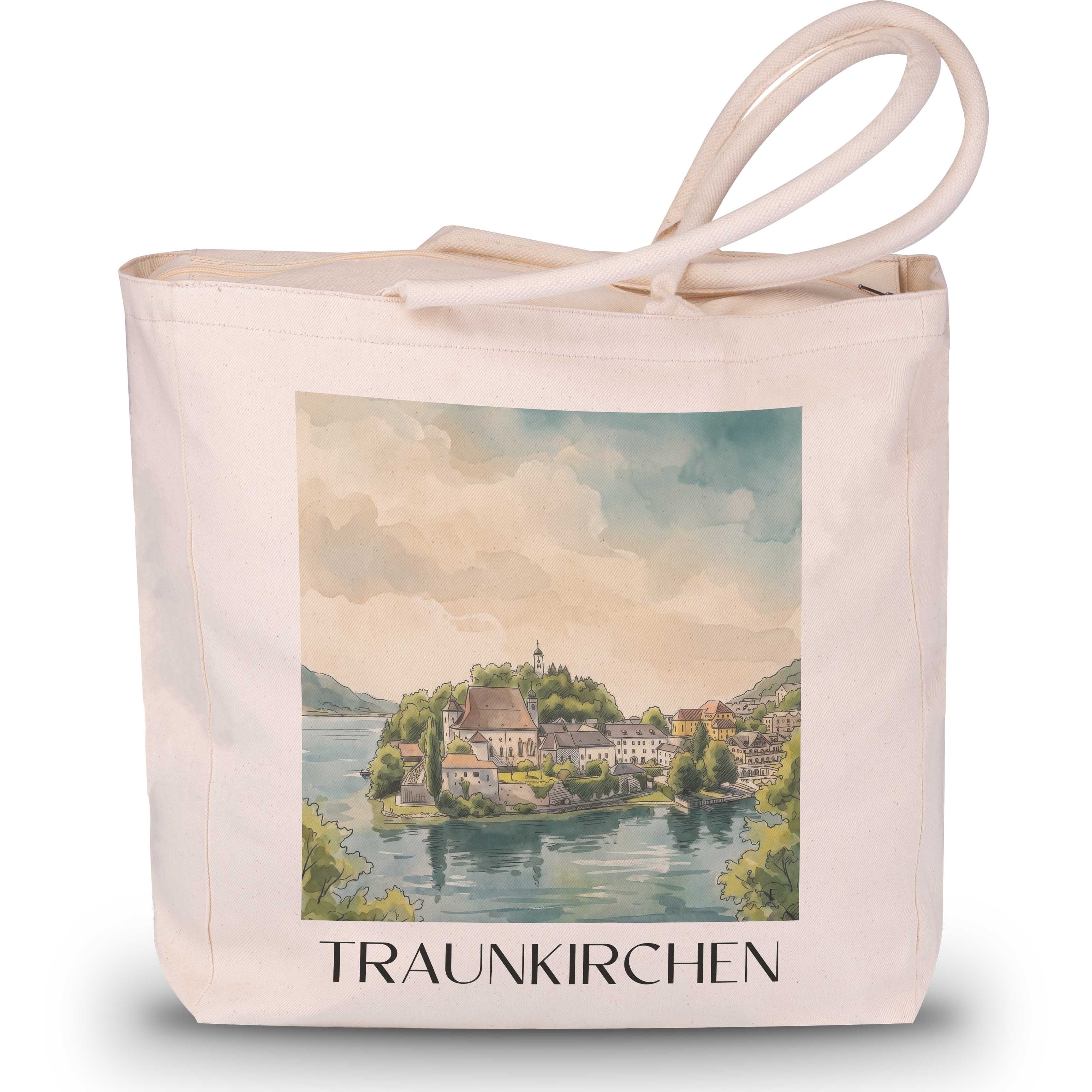 traunkirchen-österreich-österreich-einkaufstasche-aquarell