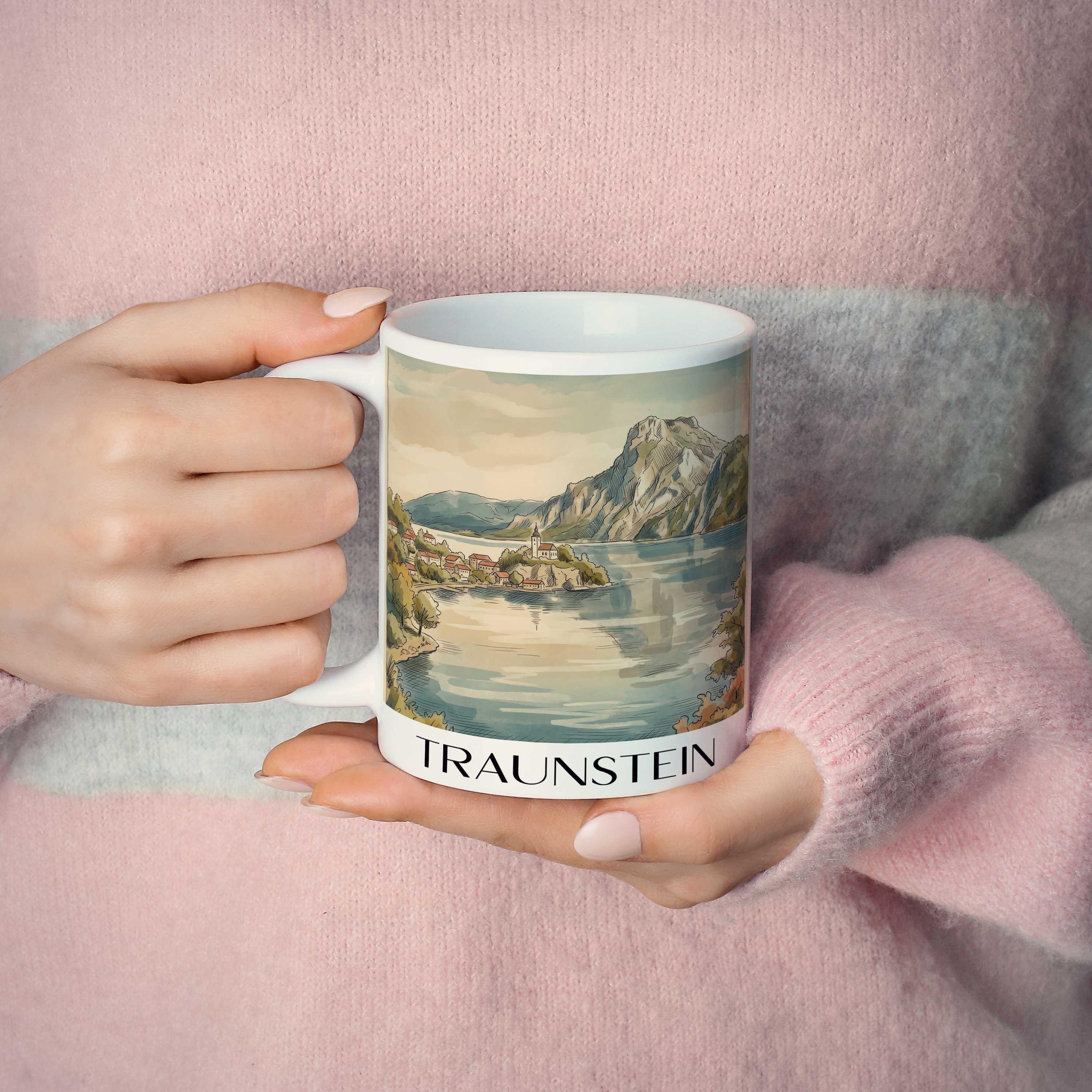 traunstein-gmunden-deutschland-und-österreich-kaffeebecher-aquarell