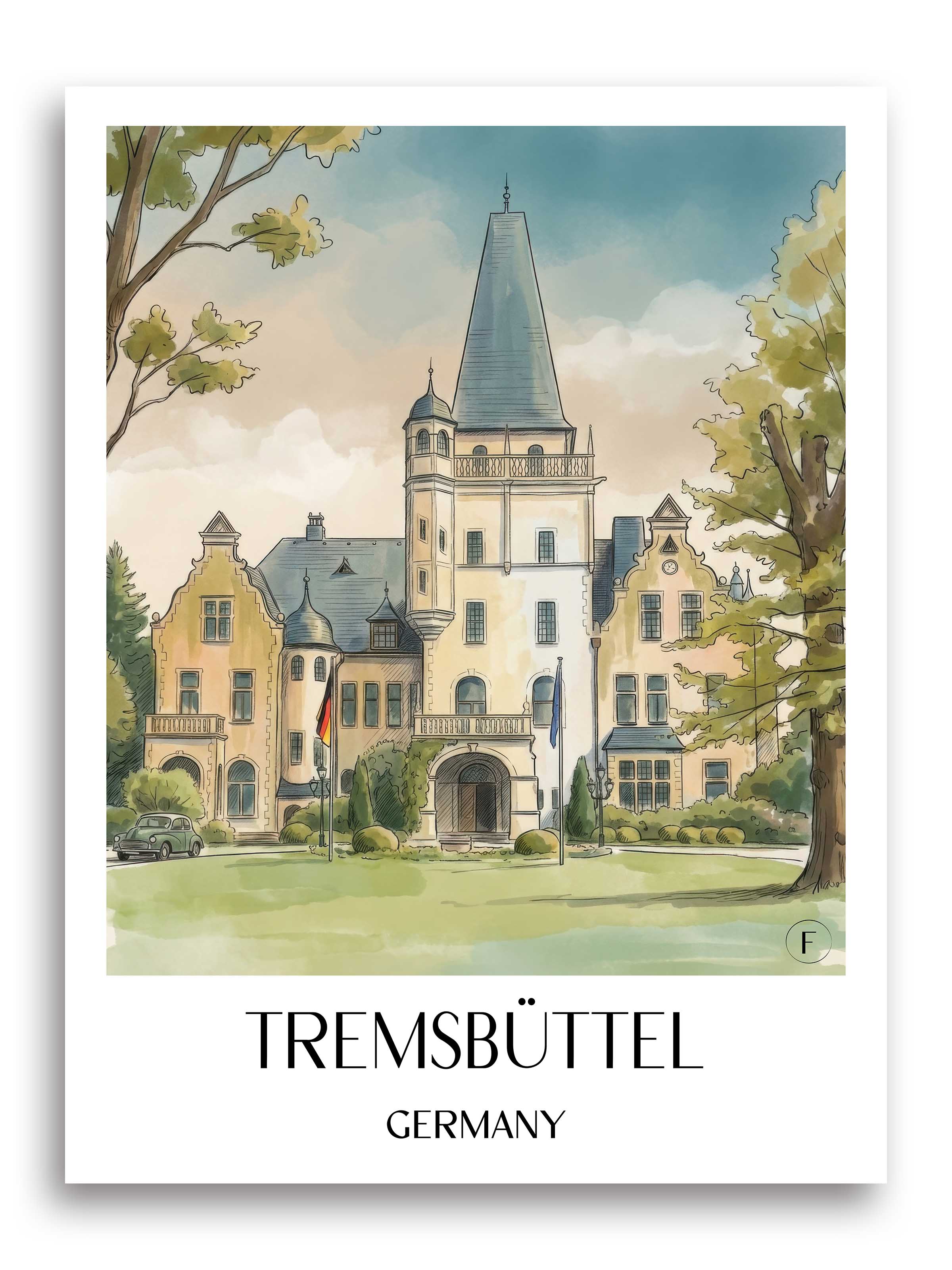 Tremsbüttel Poster - Schleswig-Holstein - Deutschland Kunstdruck - Aquarell von A4 bis A1 - favplace