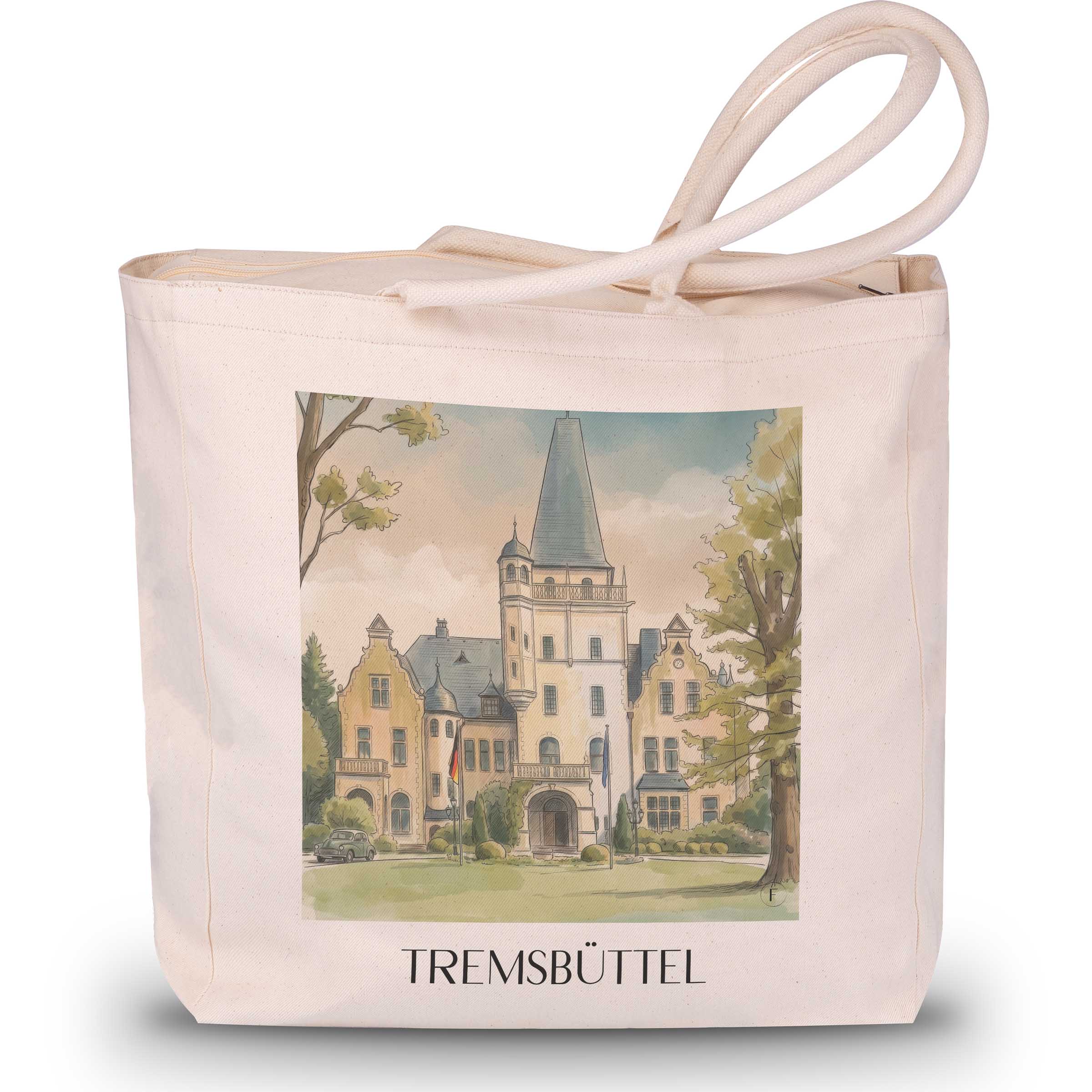 Tremsbüttel Shopping Tasche - Schleswig-Holstein - Deutschland Tote Bag - Einkaufstasche im Aquarell Stil - favplace