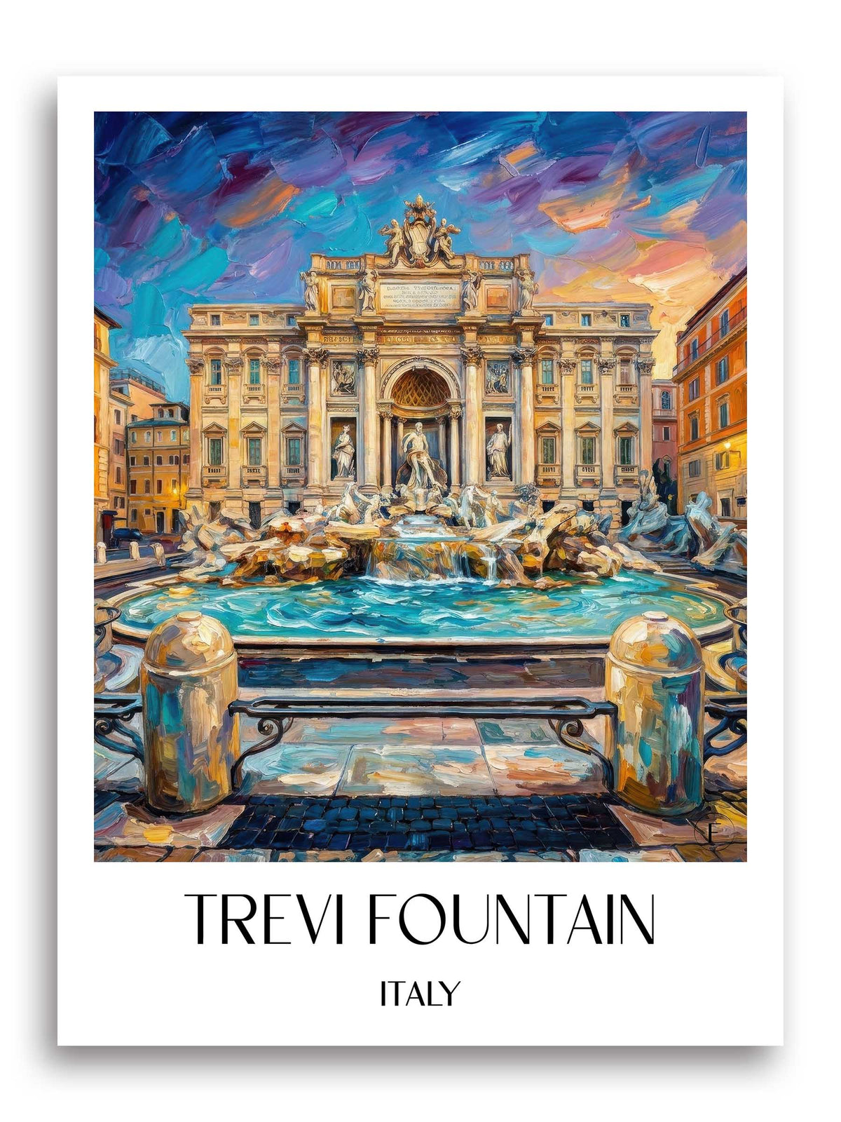 Trevi-Brunnen Poster - Rom - Italien Kunstdruck - Ölgemälde von A4 bis A1 - favplace