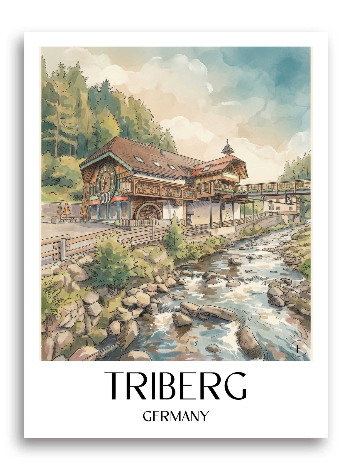 Triberg Poster - Schwarzwald - Deutschland Kunstdruck - Aquarell von A4 bis A1 - favplace