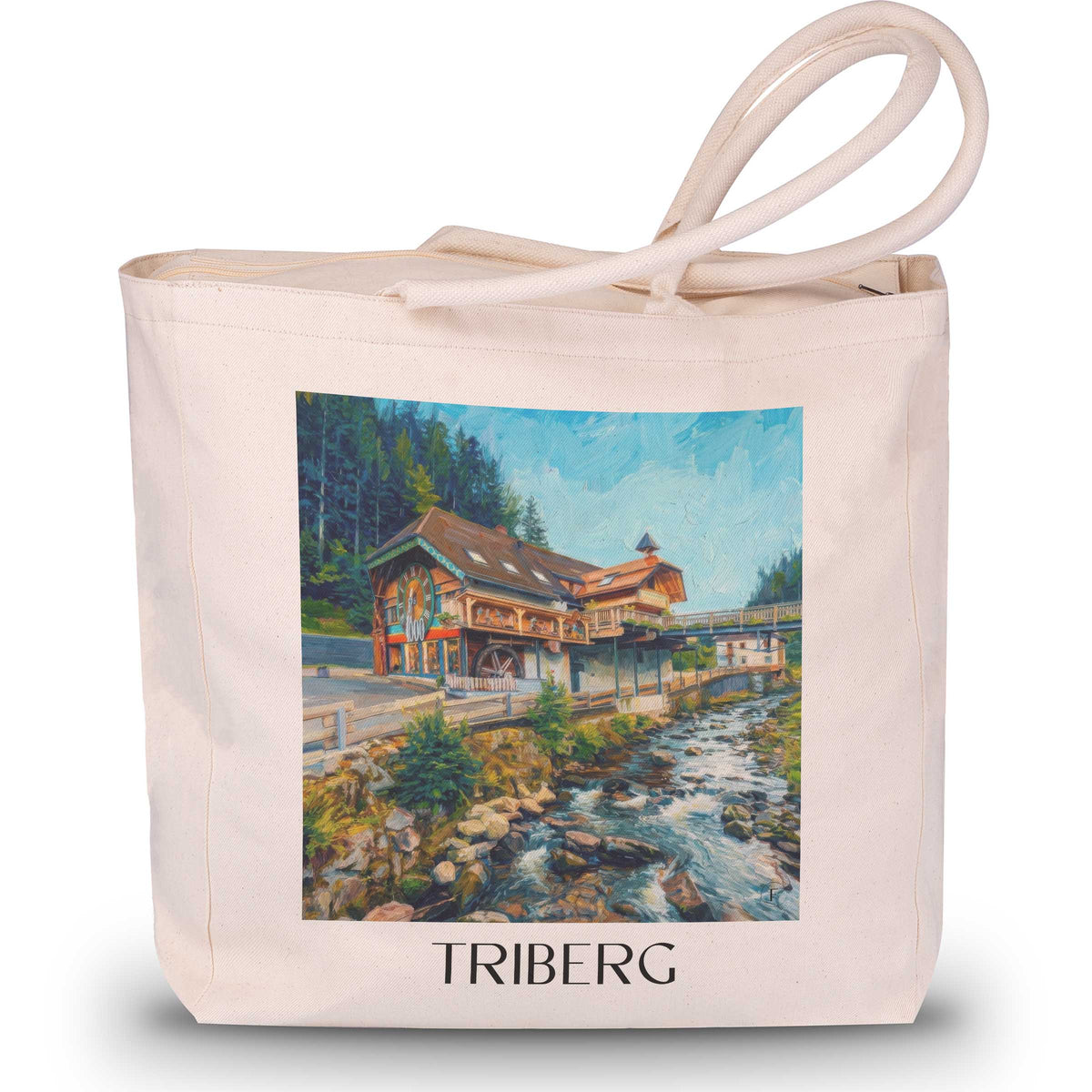 Triberg Shopping Tasche - Schwarzwald - Deutschland Tote Bag - Einkaufstasche im Ölgemälde Stil - favplace
