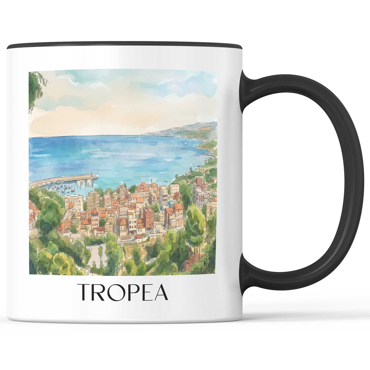 Tropea Kaffeebecher - Kalabrien - Italien Becher - Kaffeetasse im Aquarell Stil - favplace