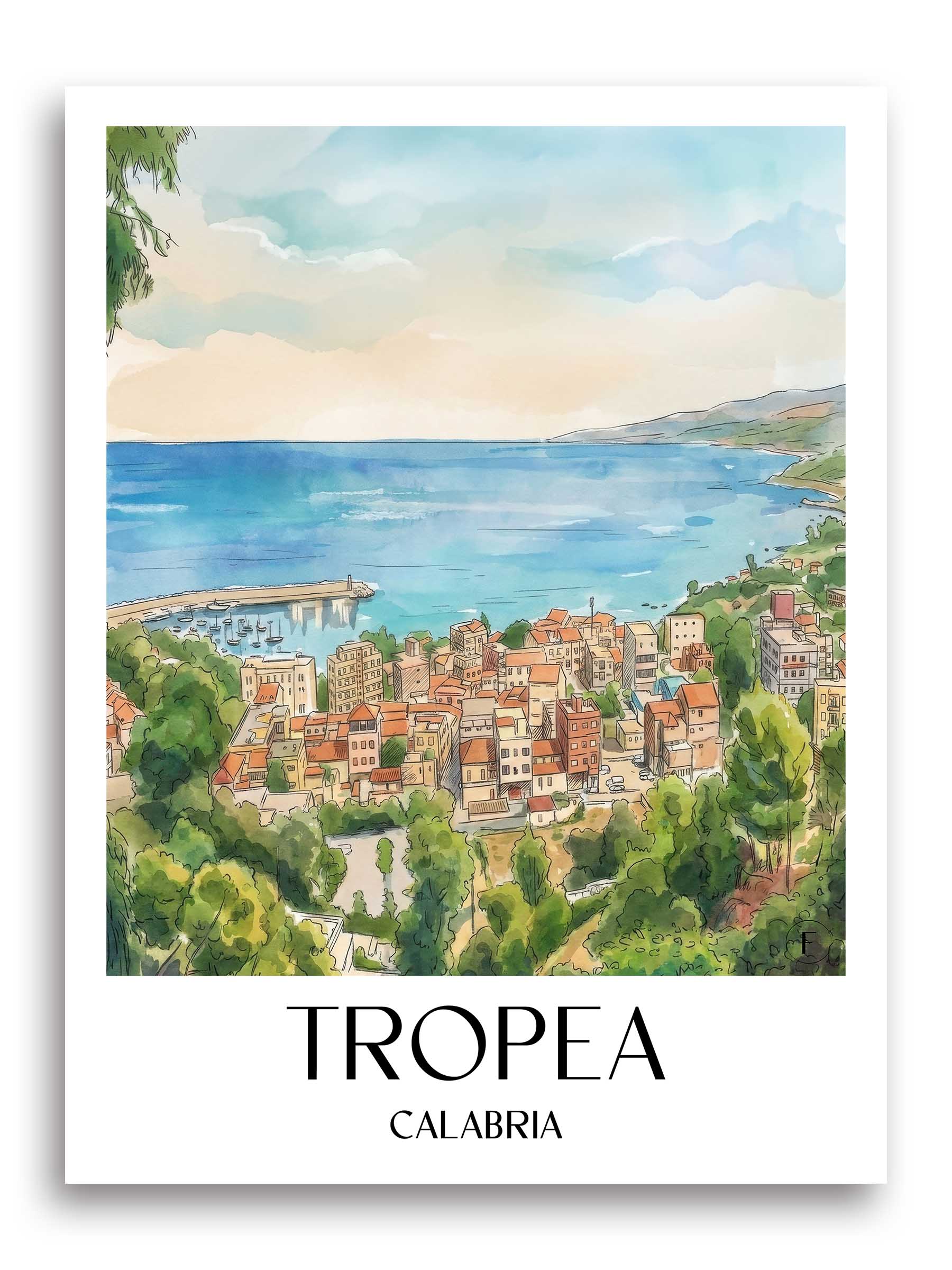 Tropea Poster - Kalabrien - Italien Kunstdruck - Aquarell von A4 bis A1 - favplace