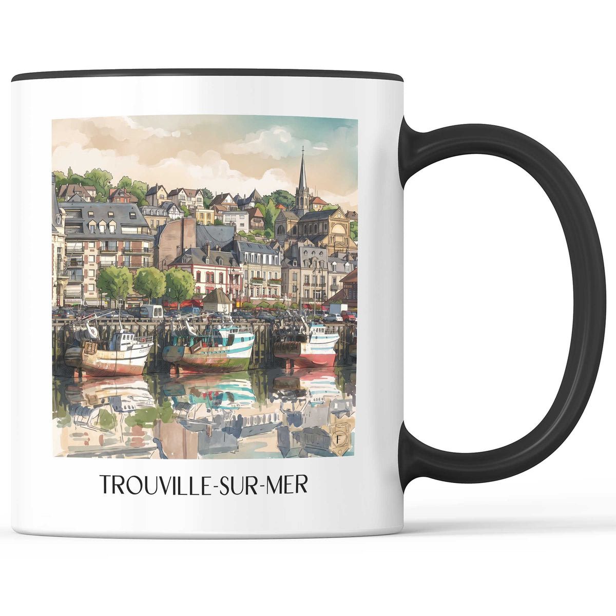 Trouville-sur-Mer Kaffeebecher - Côte Fleurie - Frankreich Becher - Kaffeetasse im Aquarell Stil - favplace