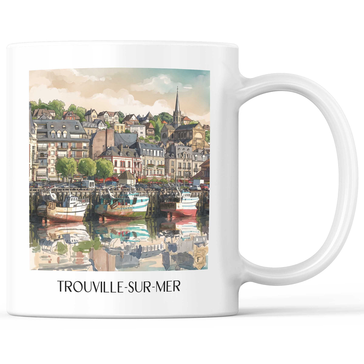 Trouville-sur-Mer Kaffeebecher - Côte Fleurie - Frankreich Becher - Kaffeetasse im Aquarell Stil - favplace