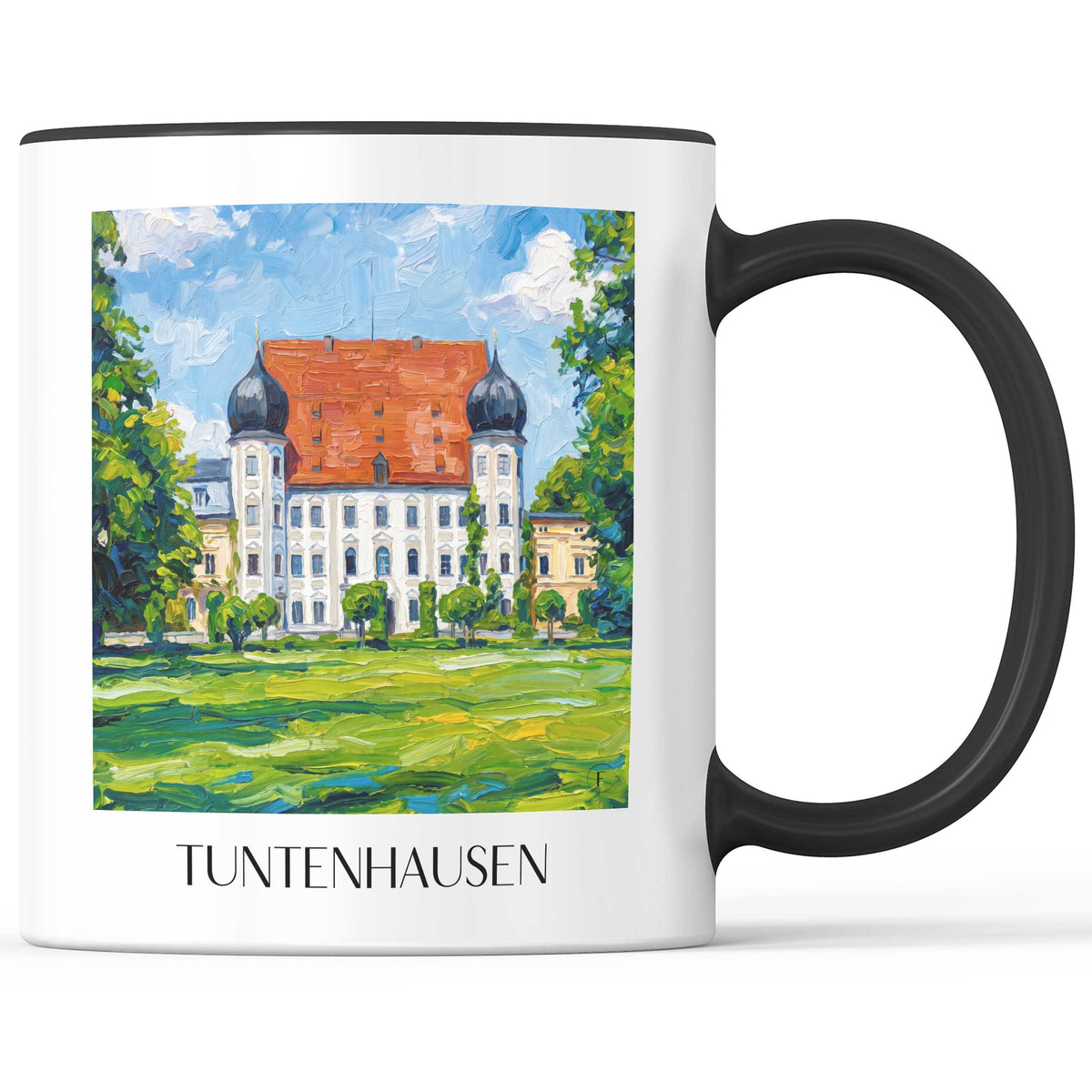 Tuntenhausen Kaffeebecher - Chiemgau - Deutschland Becher - Kaffeetasse im Ölgemälde Stil