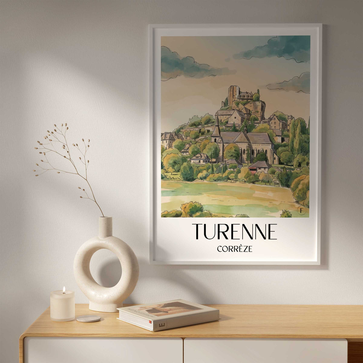 turenne-corrèze-frankreich-poster-aquarell