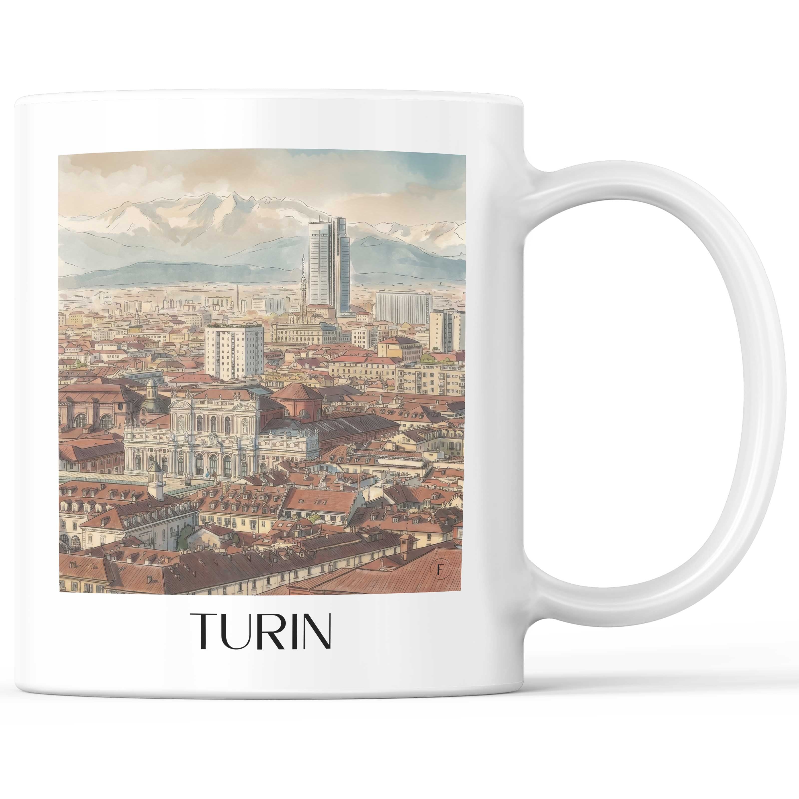 Turin Kaffeebecher - Italien - Italien Becher - Kaffeetasse im Aquarell Stil - favplace