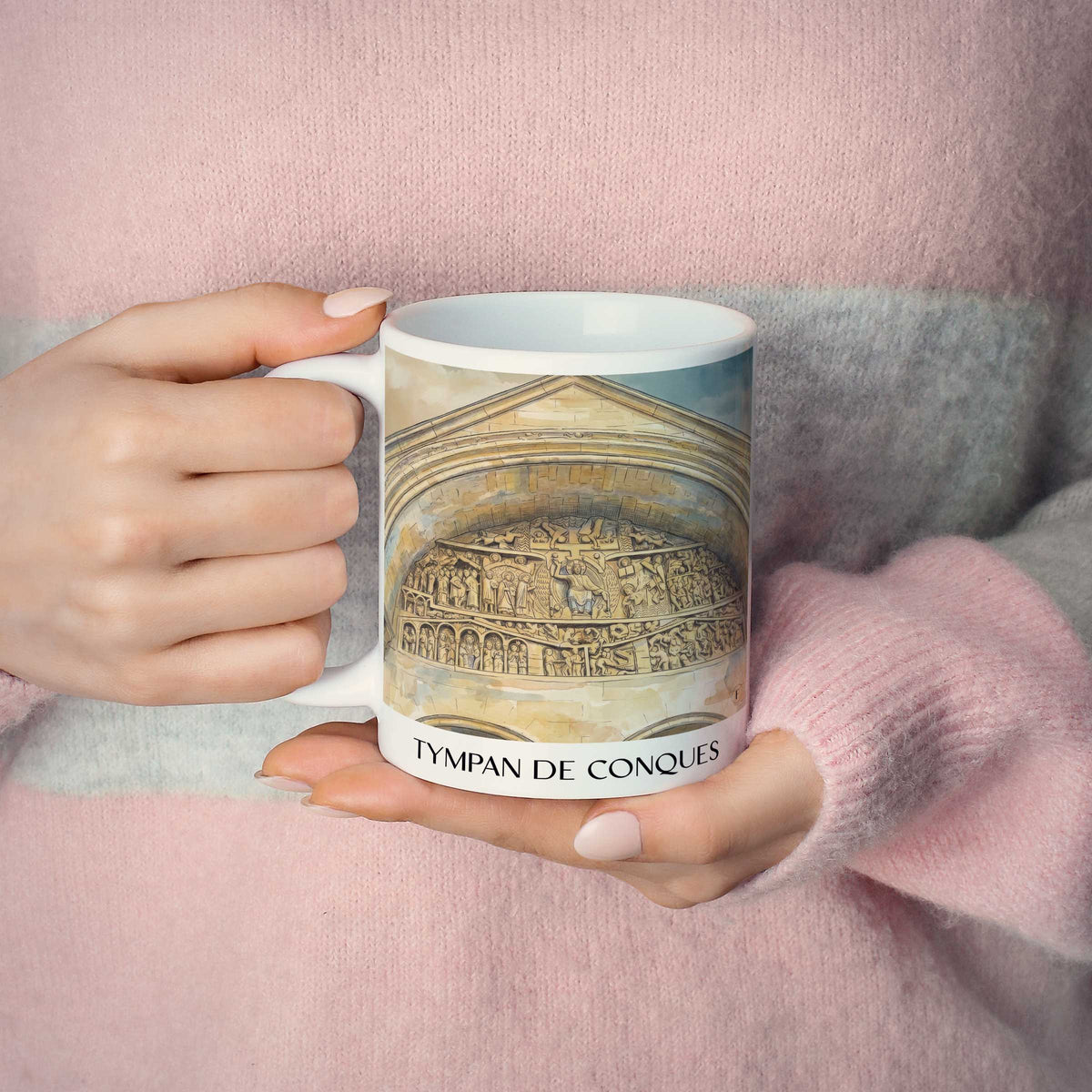 tympan-de-conques-vallée-du-lot-frankreich-kaffeebecher-aquarell