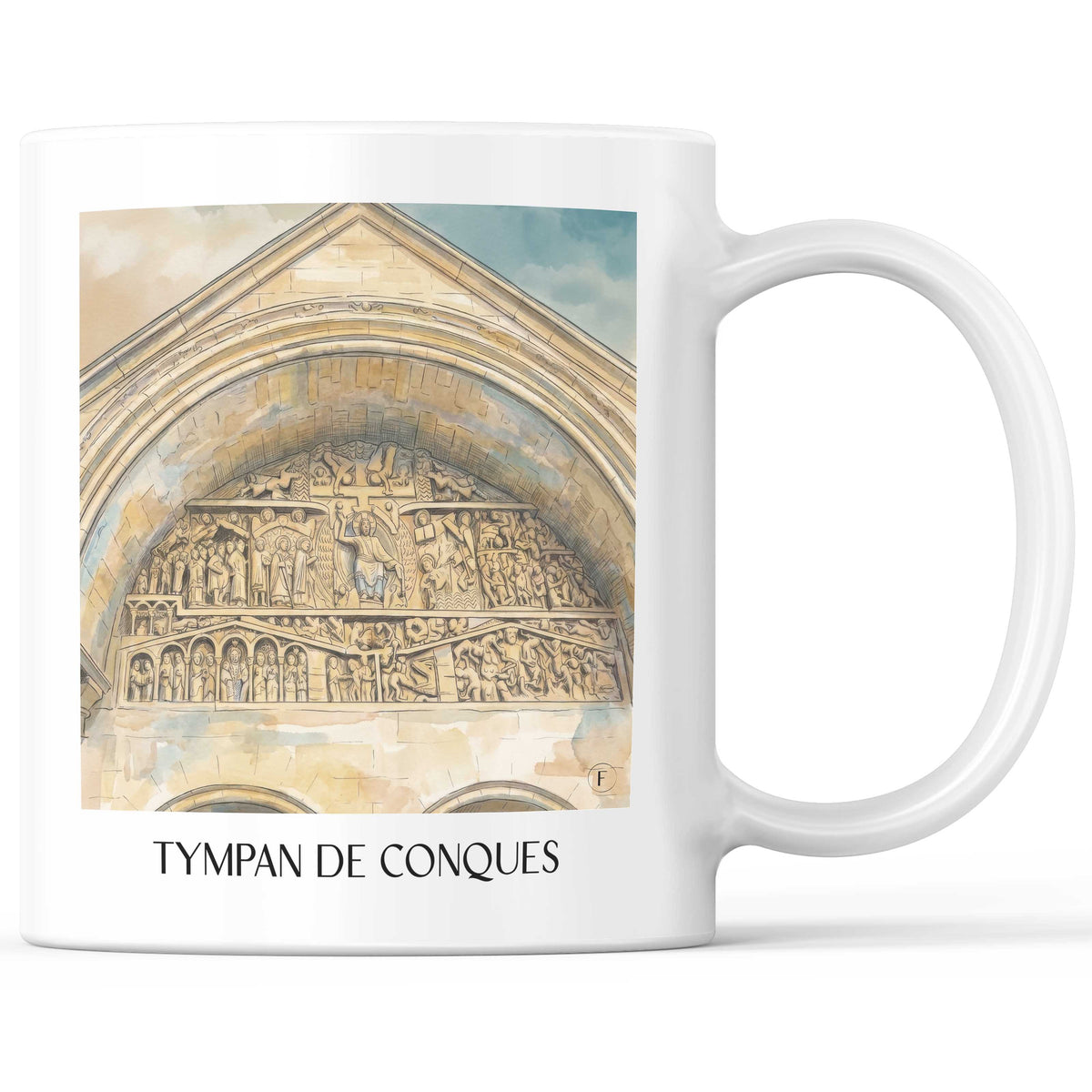 tympan-de-conques-vallée-du-lot-frankreich-kaffeebecher-aquarell