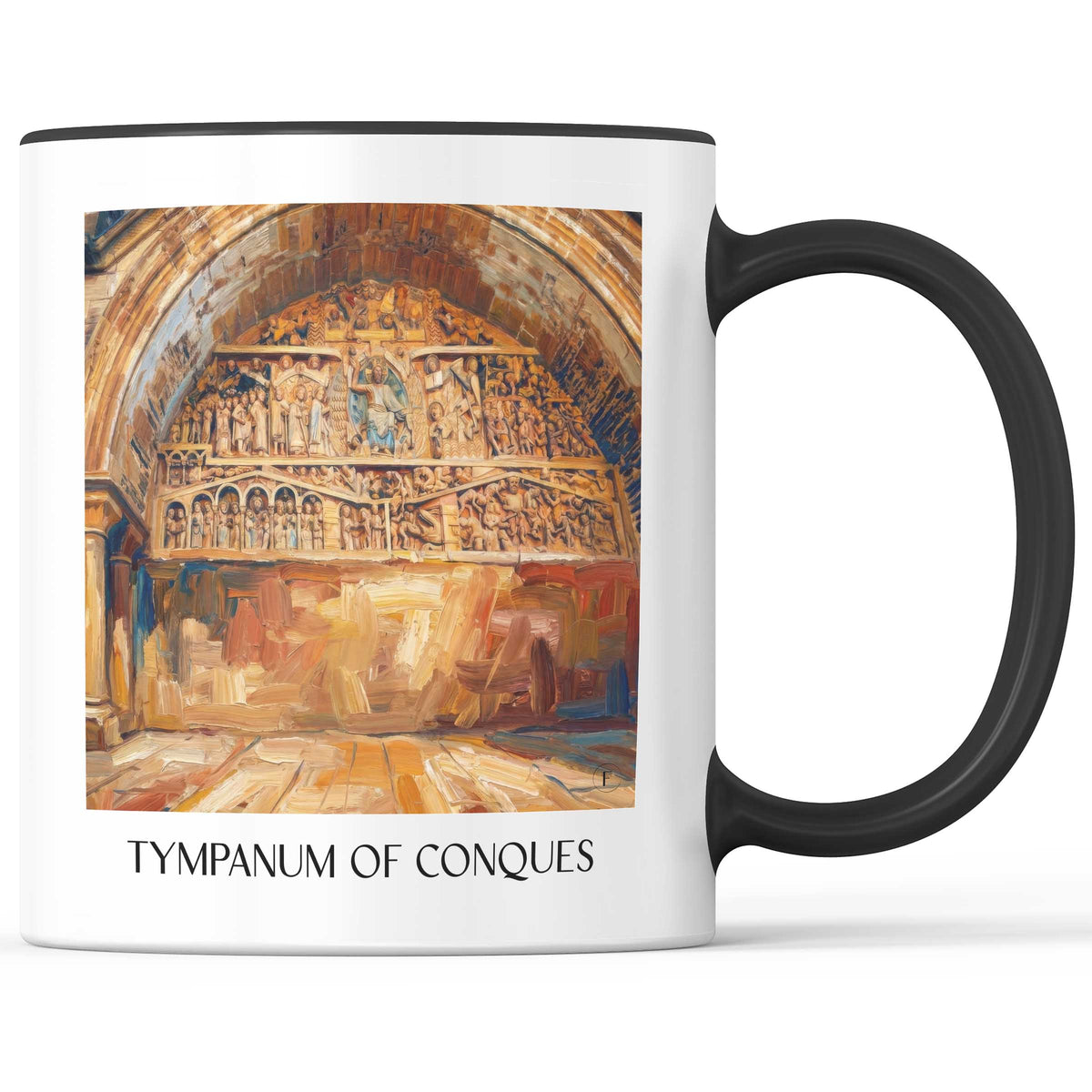 Tympan de Conques Kaffeebecher - Vallée du Lot - Frankreich Becher - Kaffeetasse im Ölgemälde Stil - favplace