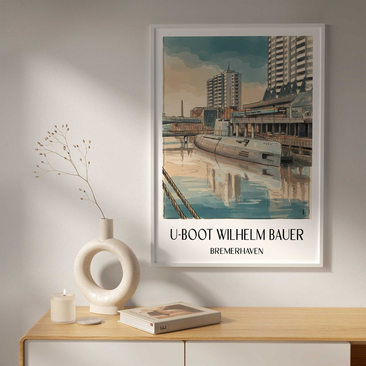 u-boot-wilhelm-bauer-bremerhaven-deutschland-poster-aquarell