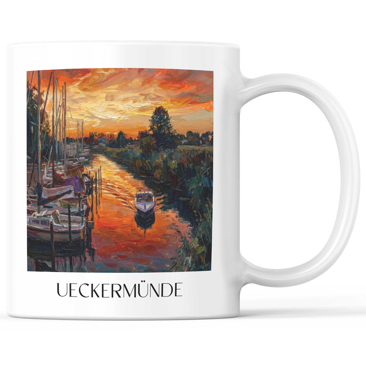 Ueckermünde Kaffeebecher - Mecklenburg-Vorpommern - Deutschland Becher - Kaffeetasse im Ölgemälde Stil - favplace